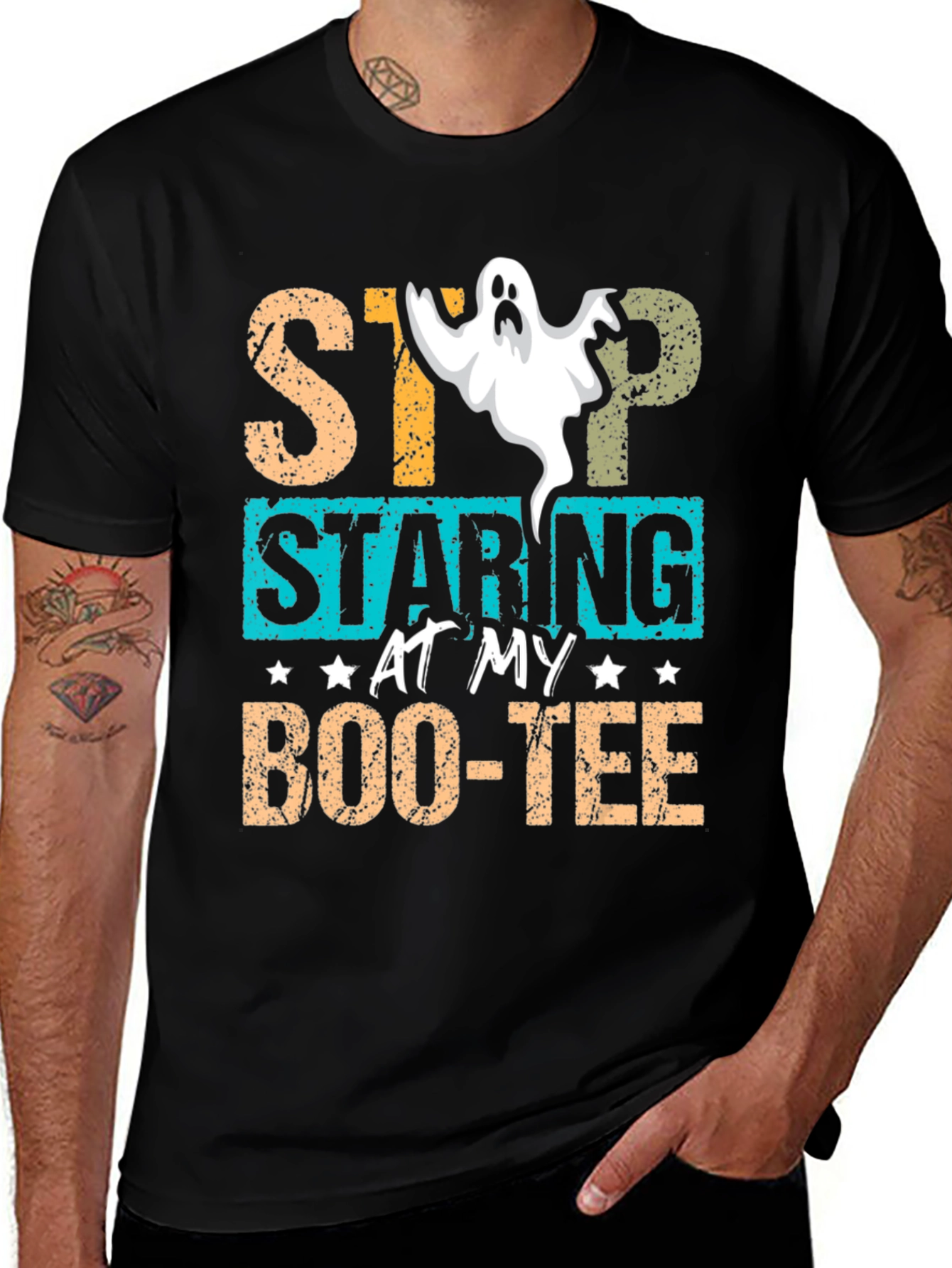 Stop Staring At My Boo-tee Halloween Graphic T-Shirt