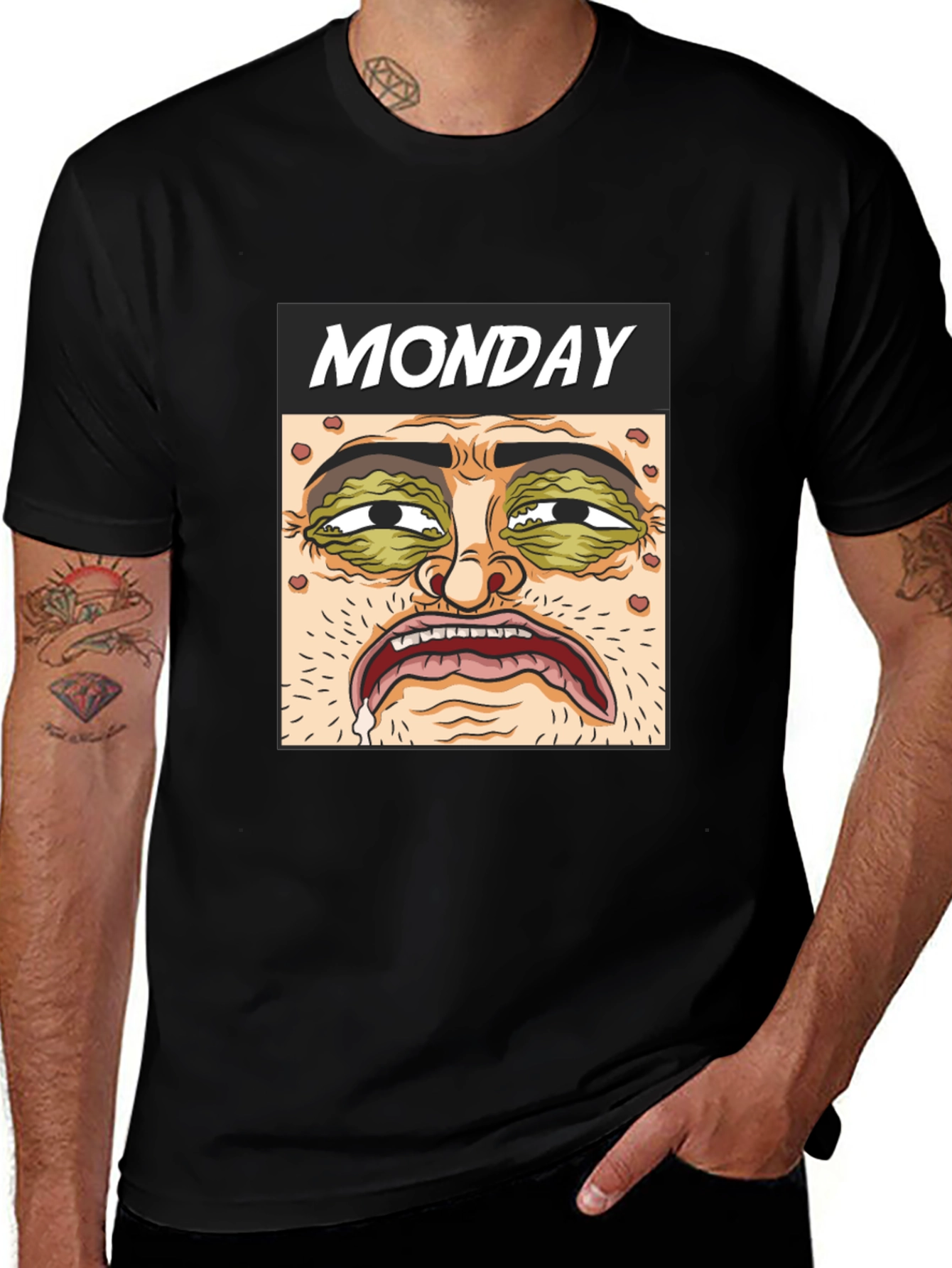 Variant 3 of "Monday" Graphic T-Shirt - Black