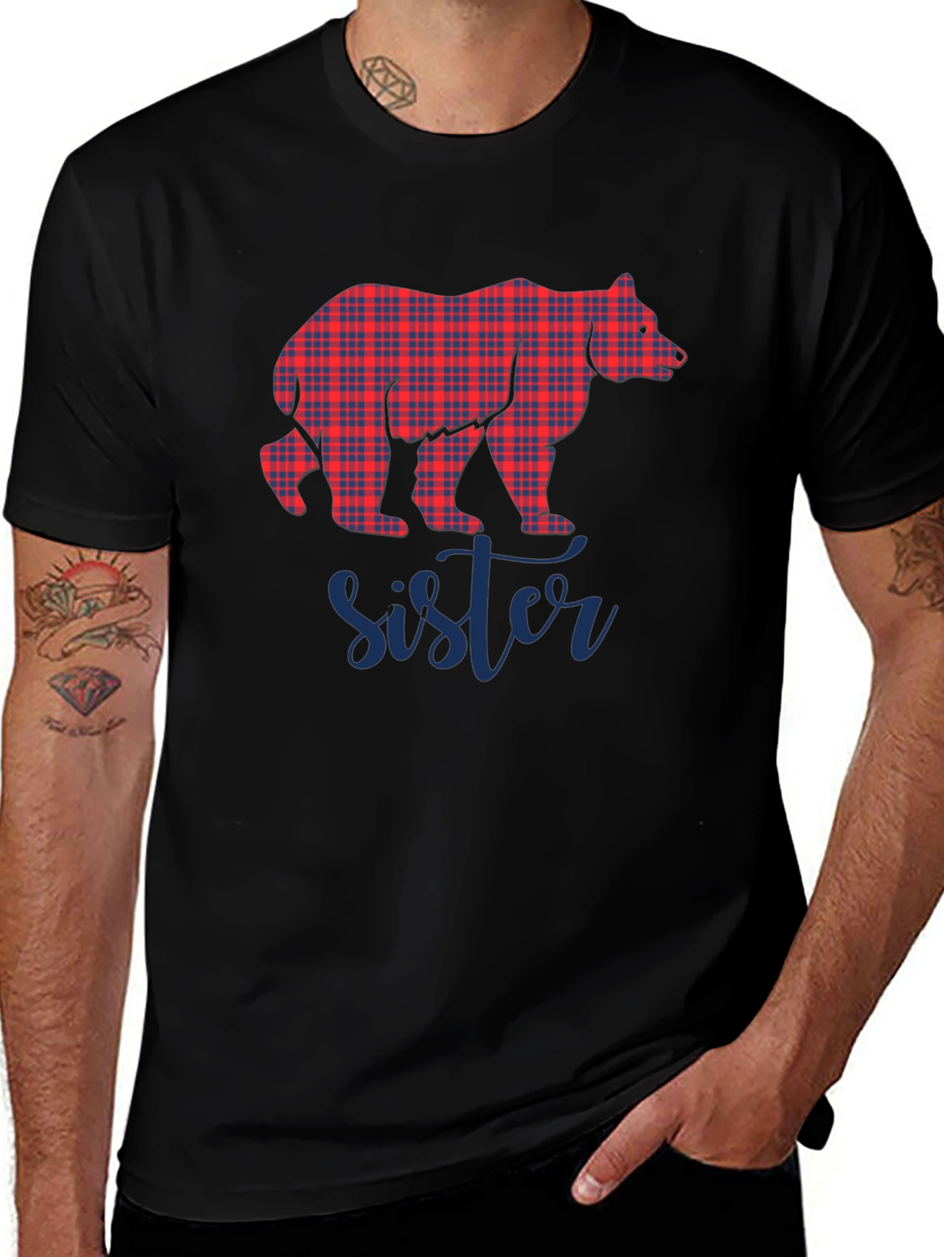 Variant 25 of Sister Bear Plaid Graphic Tee