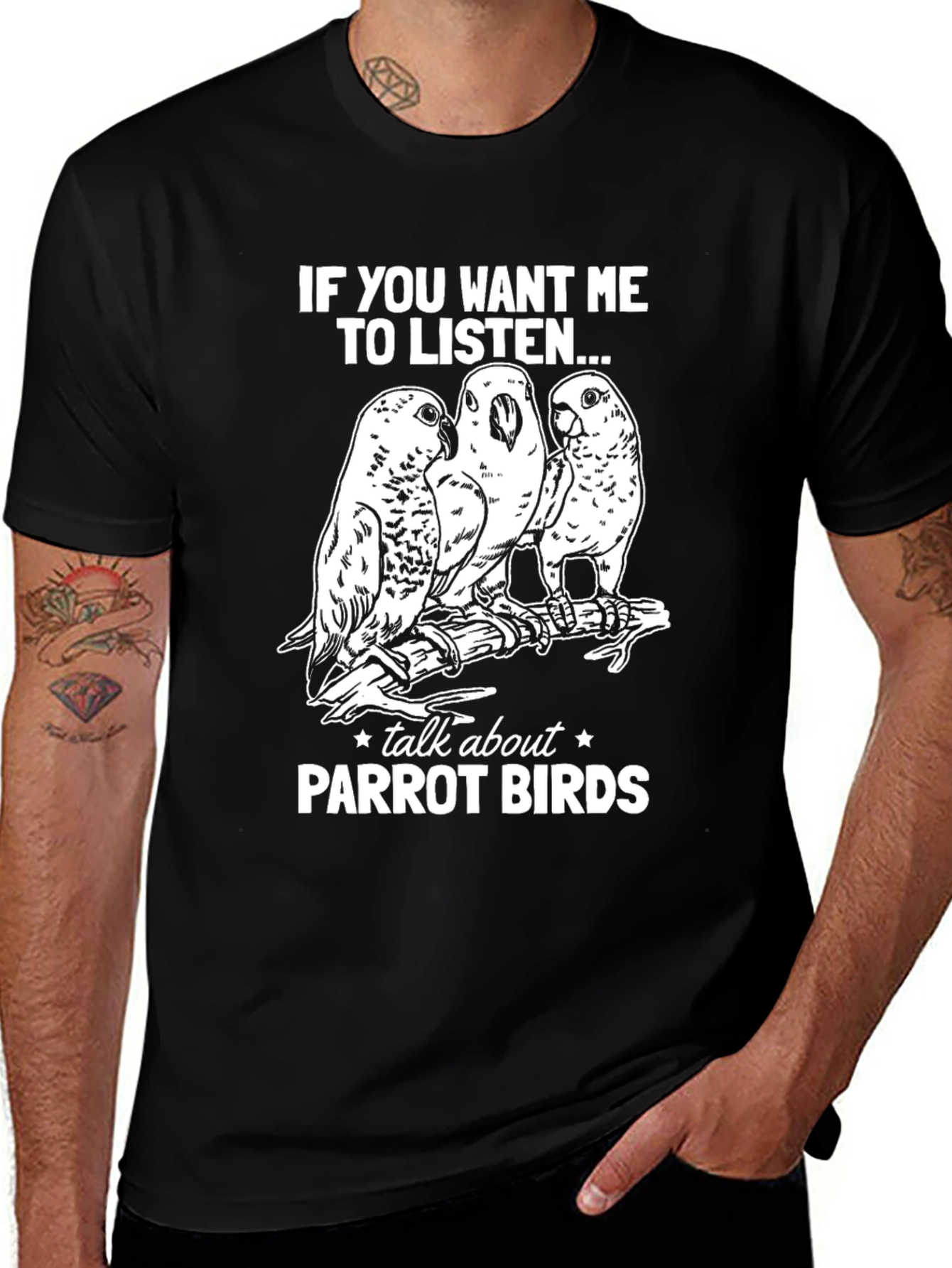 Variant 20 of Parrot Birds Graphic Tee - Listen Up!