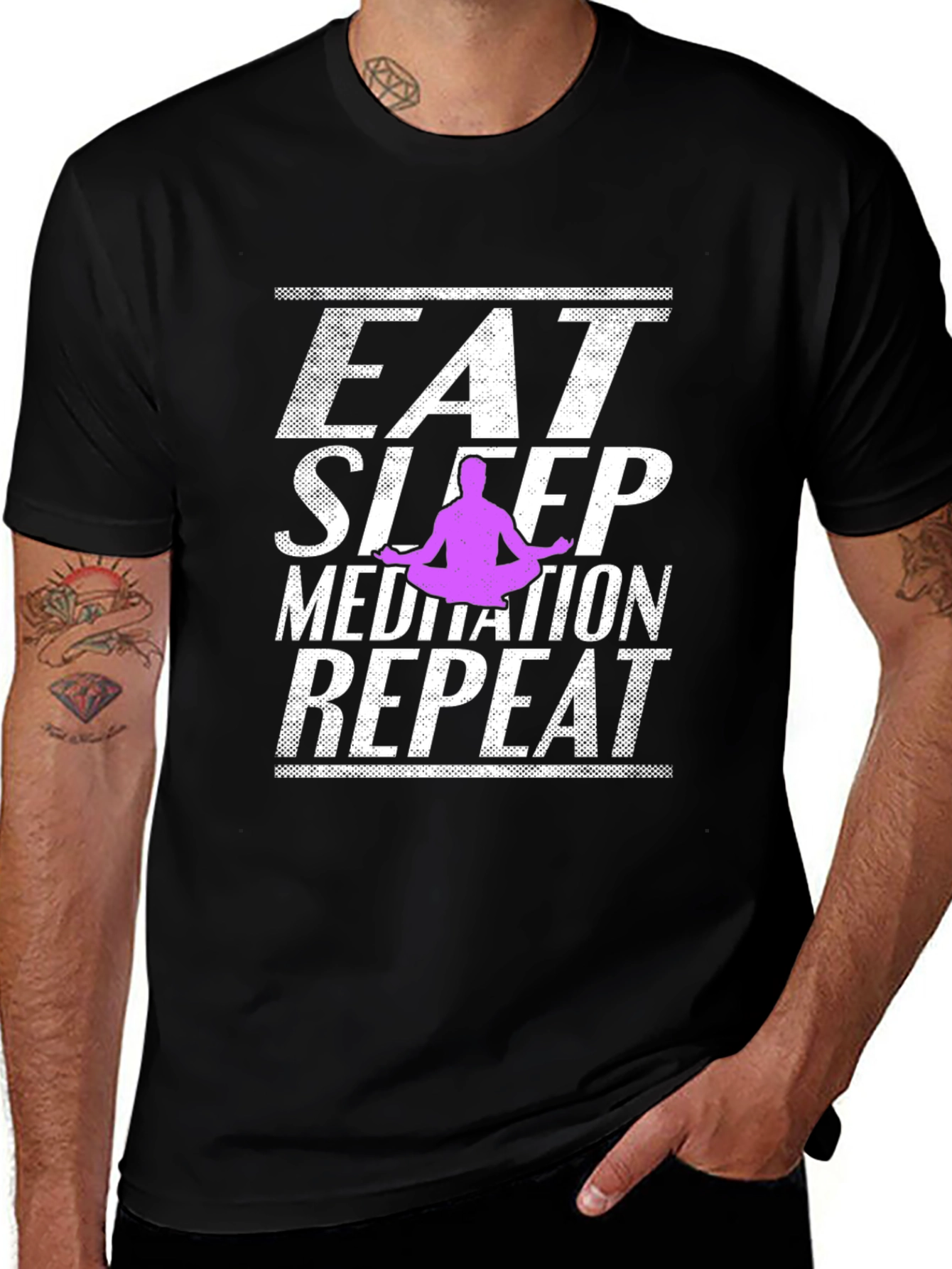 Variant 12 of Eat Sleep Meditation Repeat Black T-Shirt