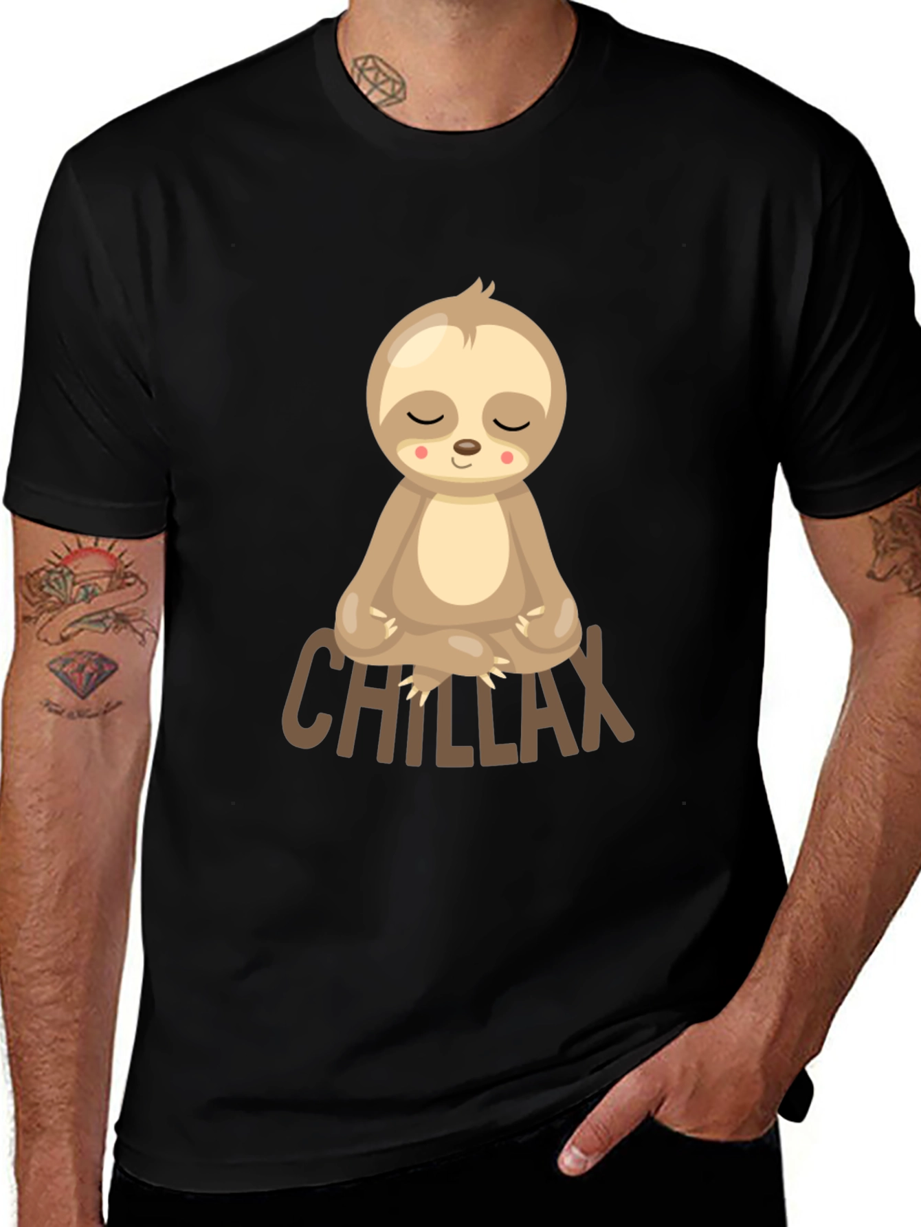 Variant 8 of Chillax Sloth T-Shirt - Meditation & Relaxation Tee