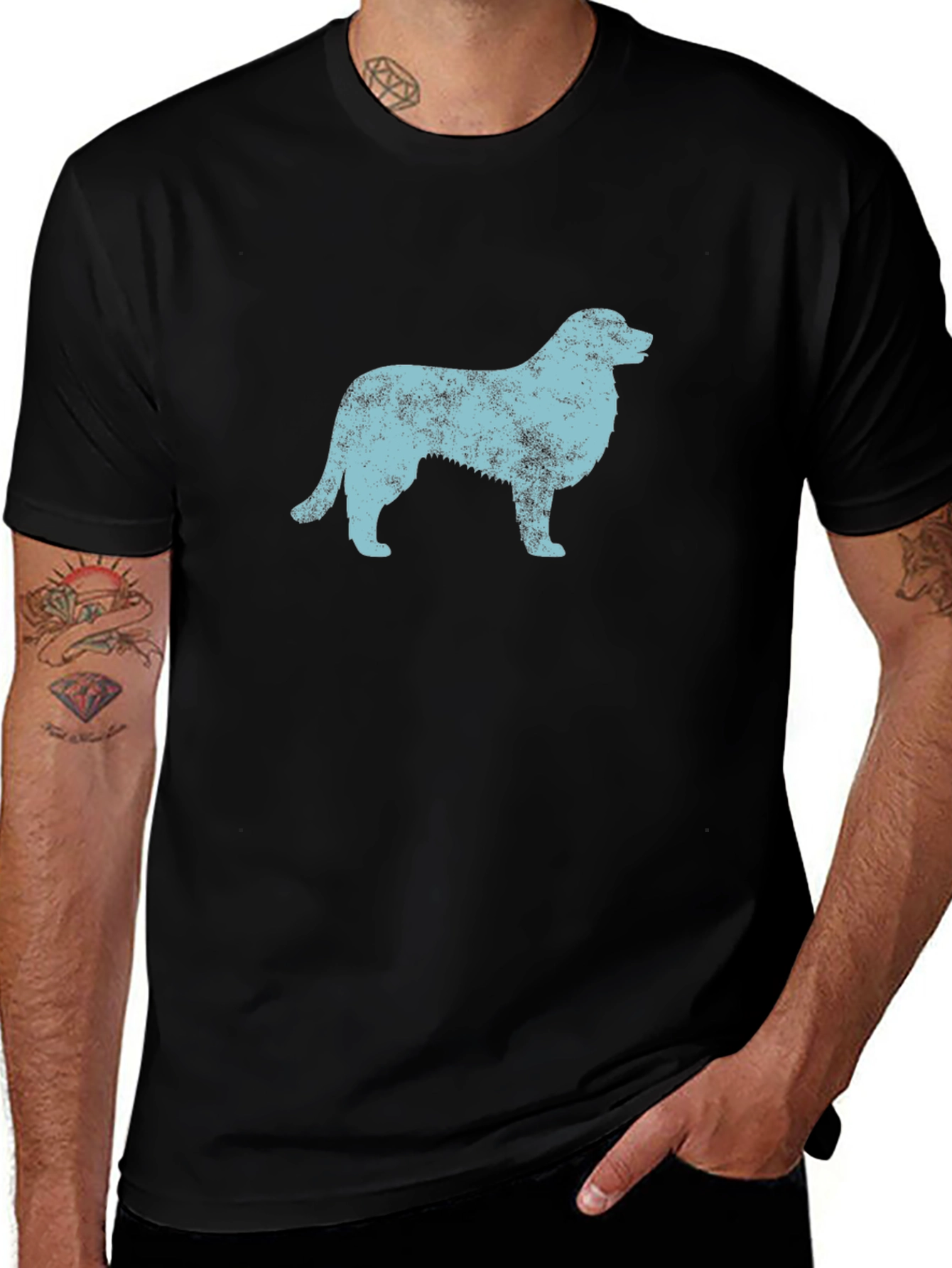 Variant 16 of Dog Silhouette Graphic Black T-Shirt