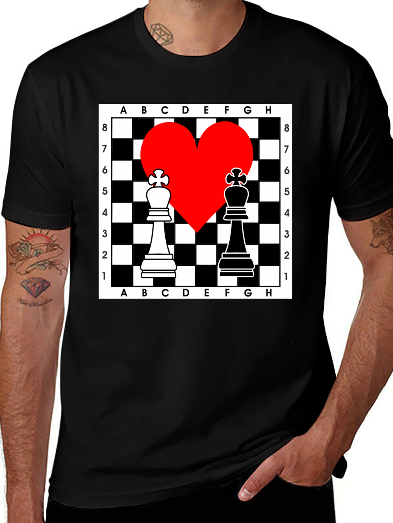 Chess Love Graphic T-Shirt - Black