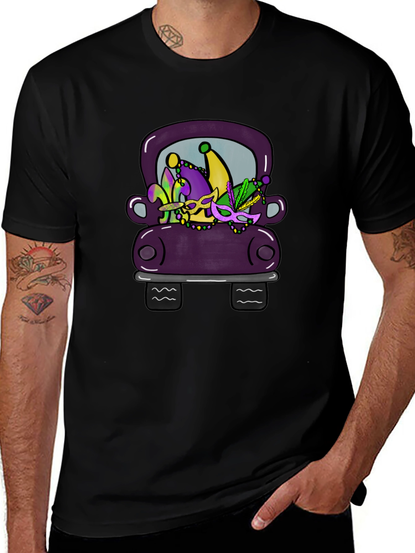 Mardi Gras Car Graphic Tee