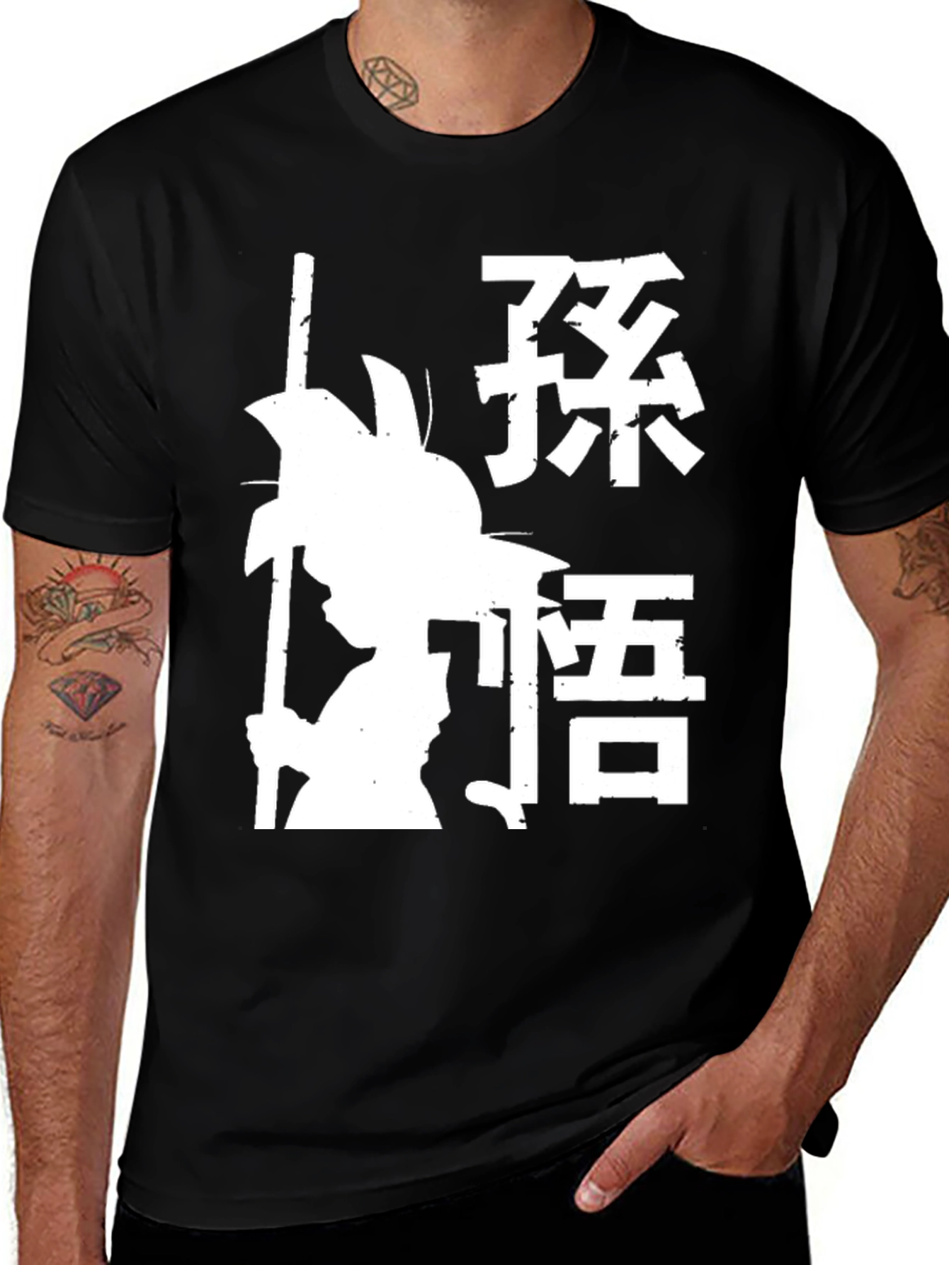 Variant 16 of Anime Silhouette Graphic Print Black T-Shirt