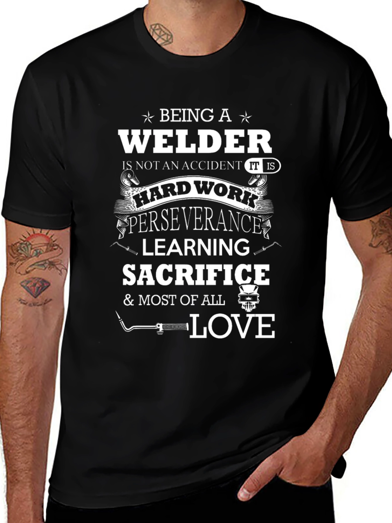 Variant 22 of Welder T-Shirt: Hard Work, Perseverance & Love