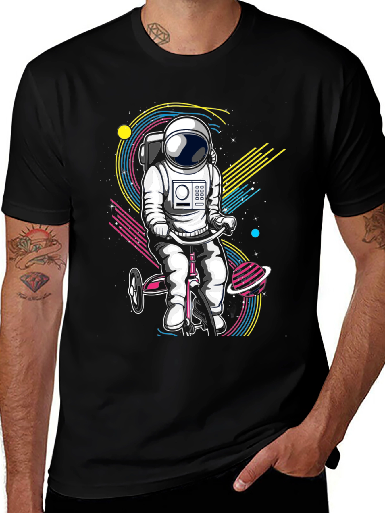 Variant 3 of Astronaut Tricycle Graphic Tee - Space Fun!
