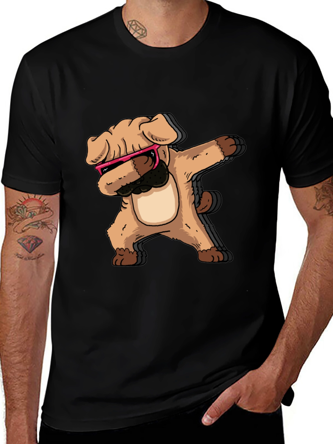 Variant 25 of Dabbing Dog Graphic Tee - Cool Trendy Black T-Shirt