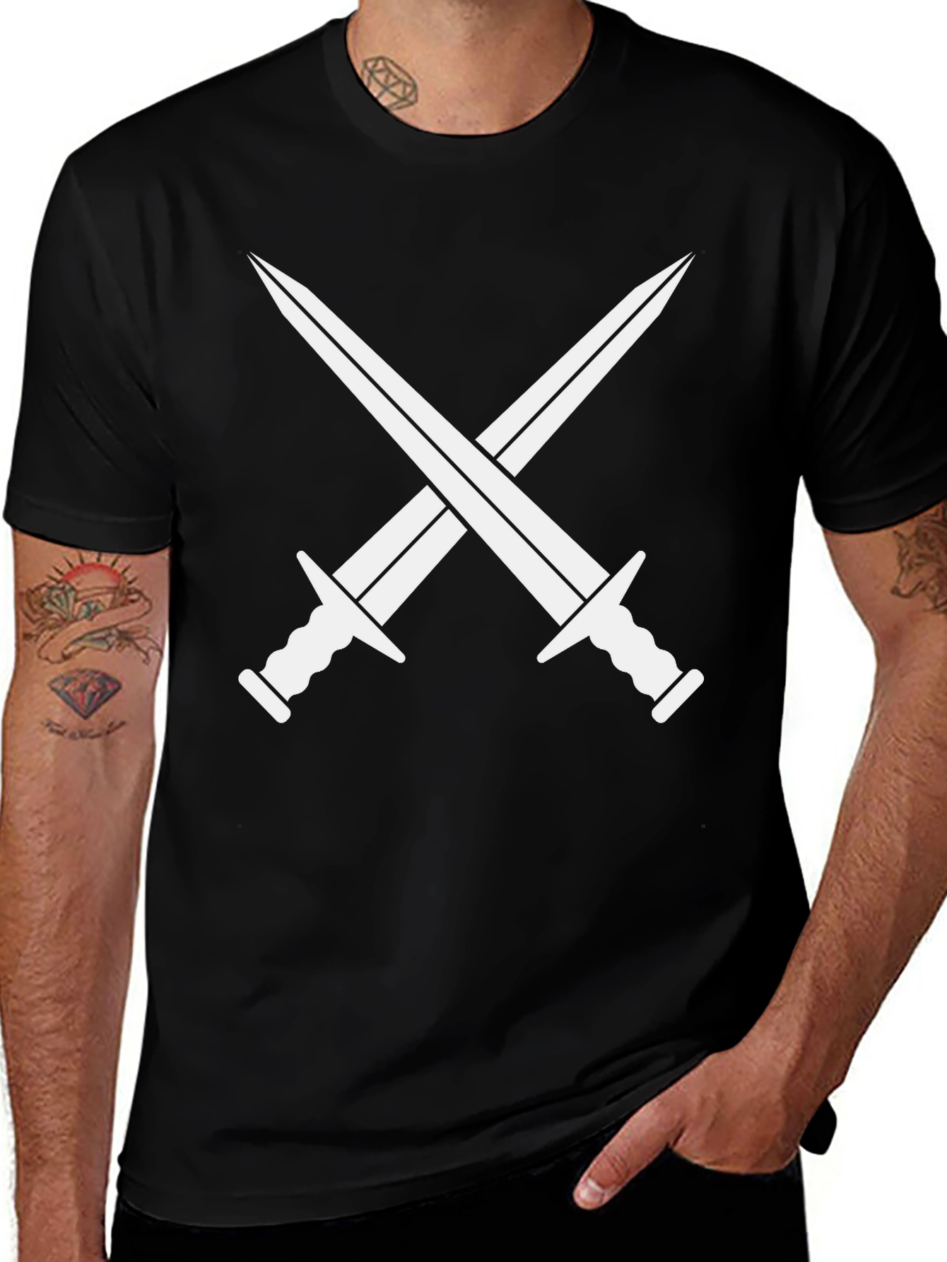 Variant 21 of Crossed Swords Graphic Black T-Shirt
