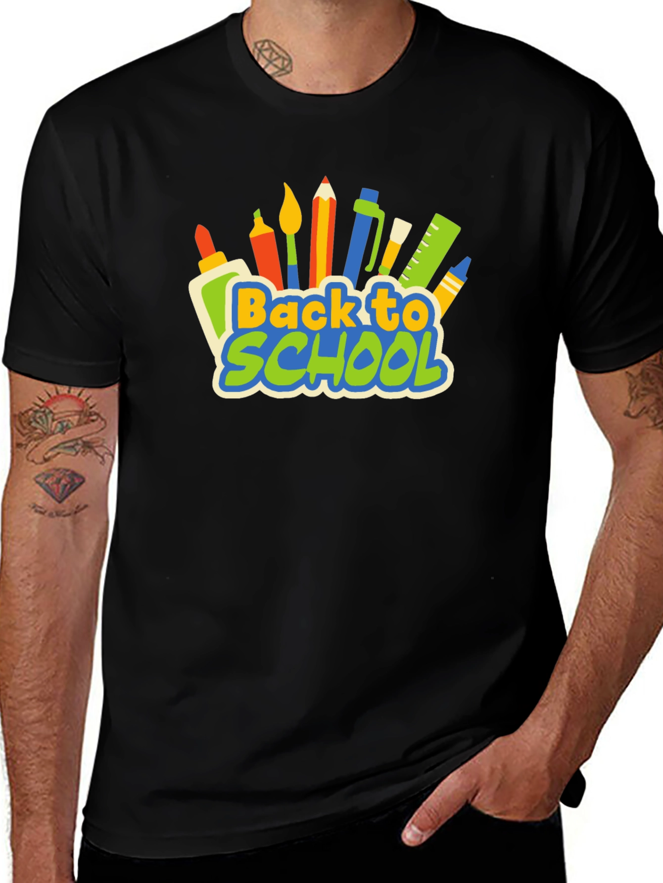 Back to School Graphic Tee - Black Cotton T-Shirt