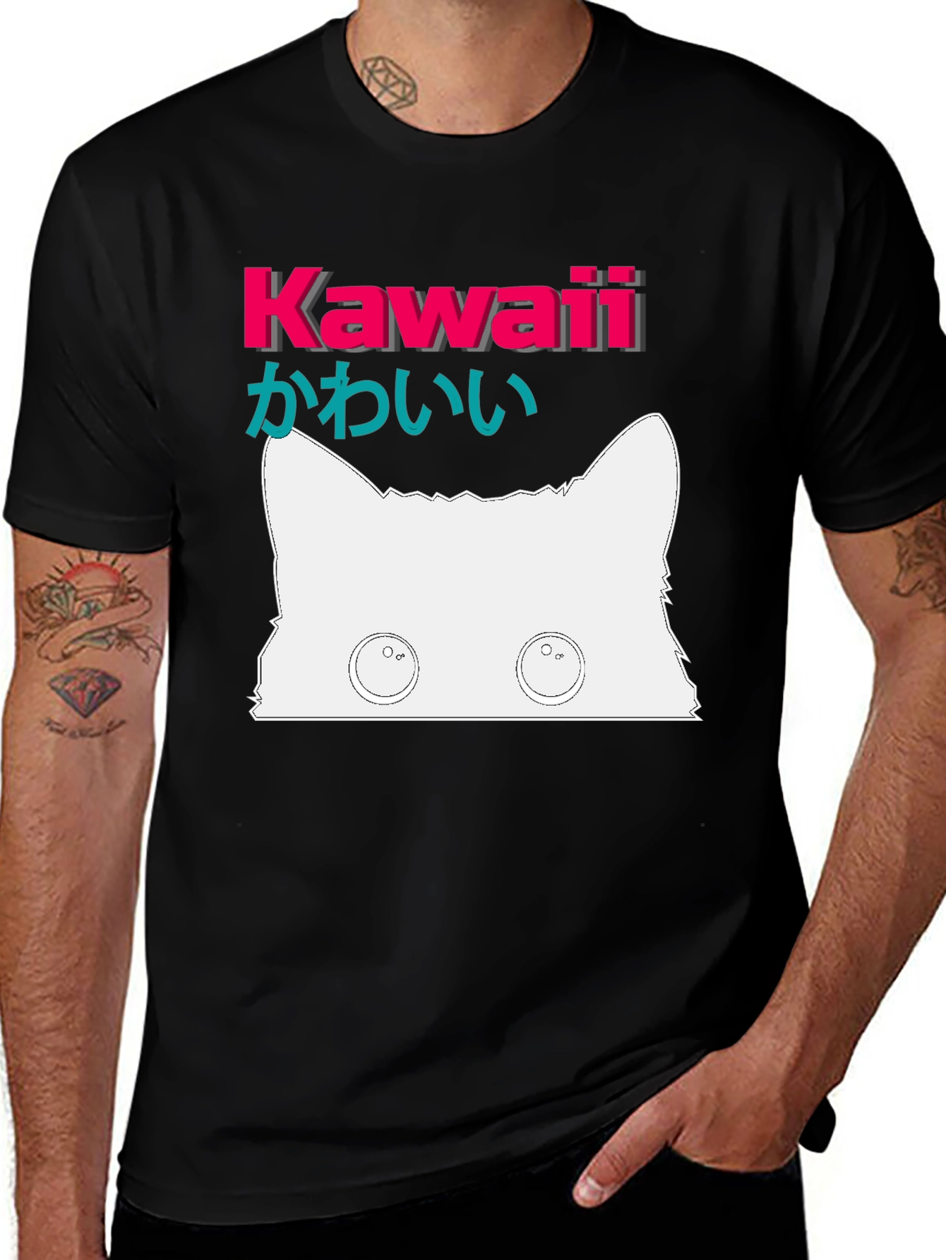 Kawaii Cat Graphic T-Shirt - Cute Anime Style