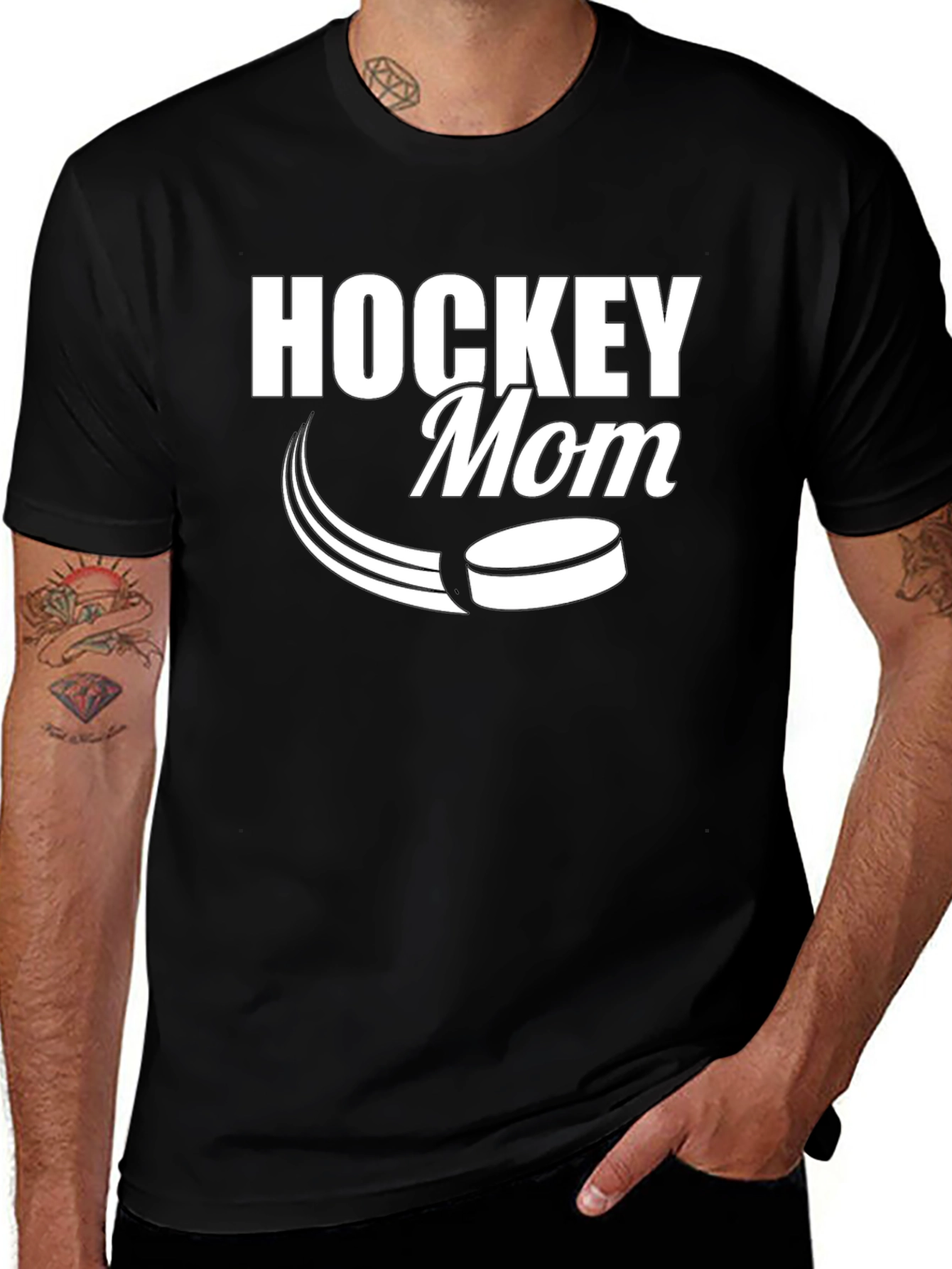 Variant 28 of Hockey Mom Graphic T-Shirt - Black Casual Tee