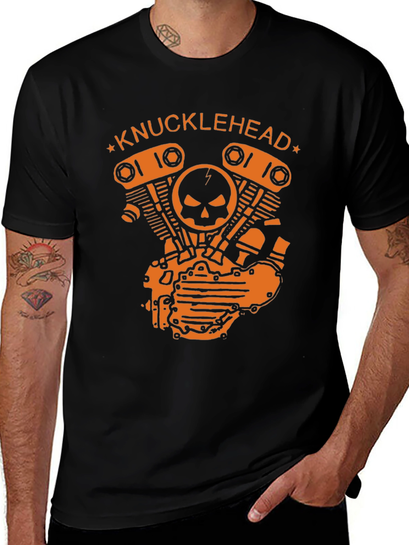 Variant 11 of Knucklehead Motorcycle Engine Graphic T-Shirt