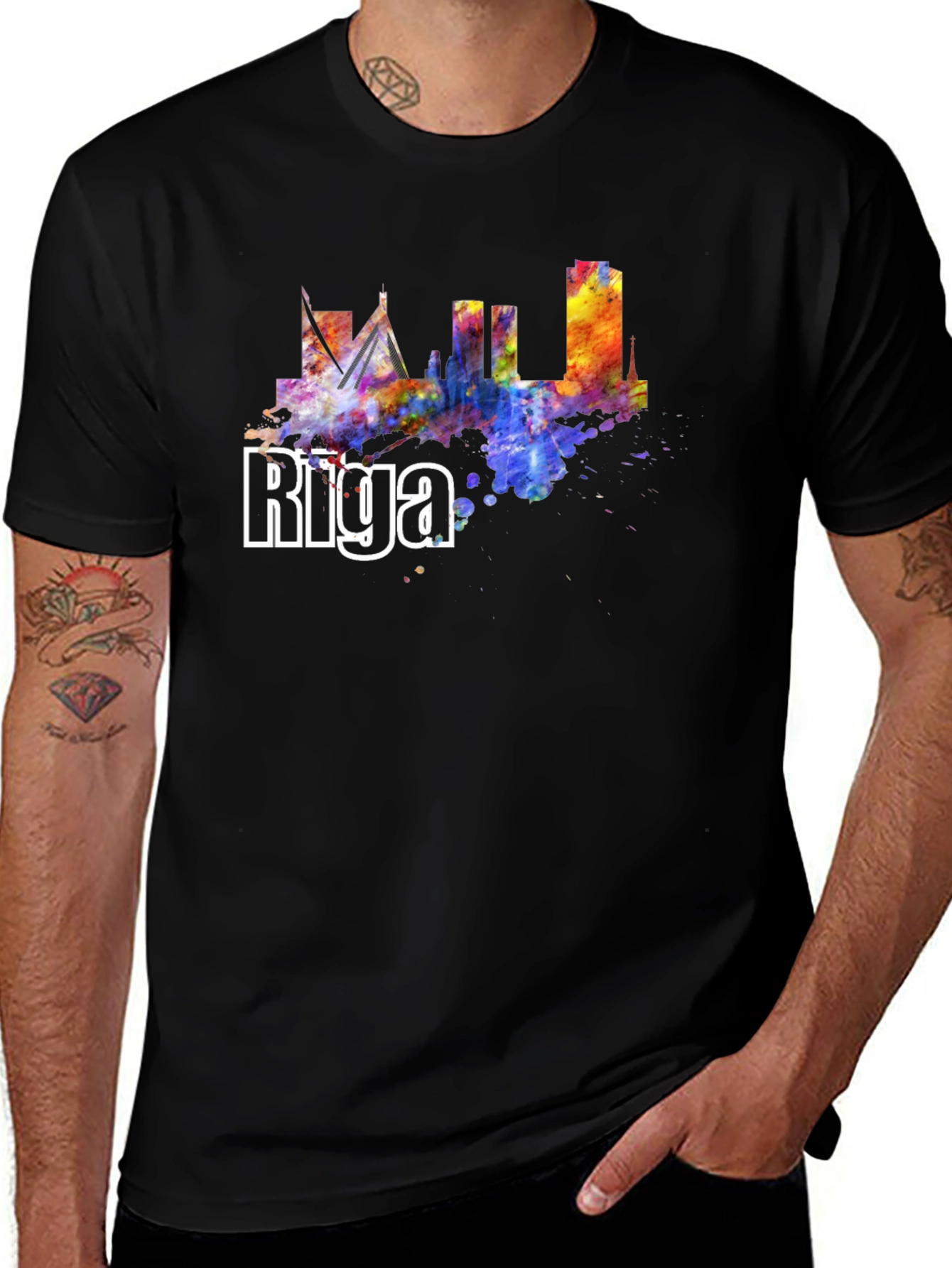 Riga Skyline Watercolor T-Shirt