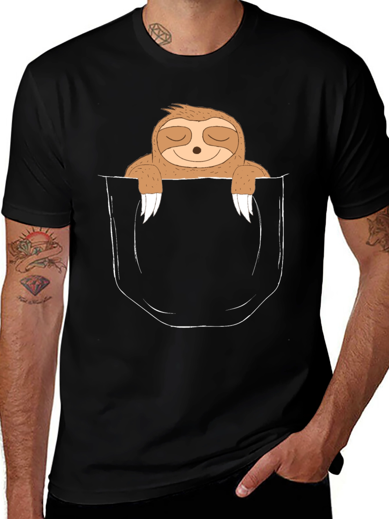 Variant 14 of Sloth Pocket Tee - Cute Cartoon Animal Shirt