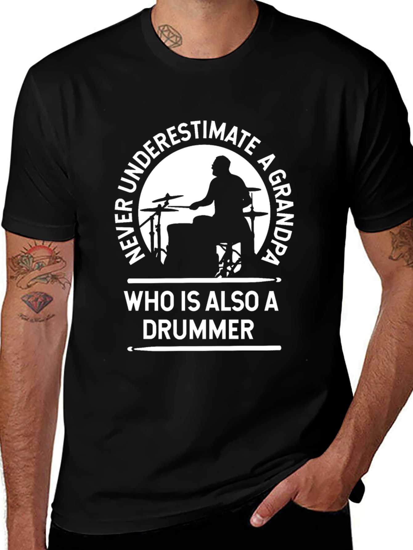 Grandpa Drummer T-Shirt - Never Underestimate