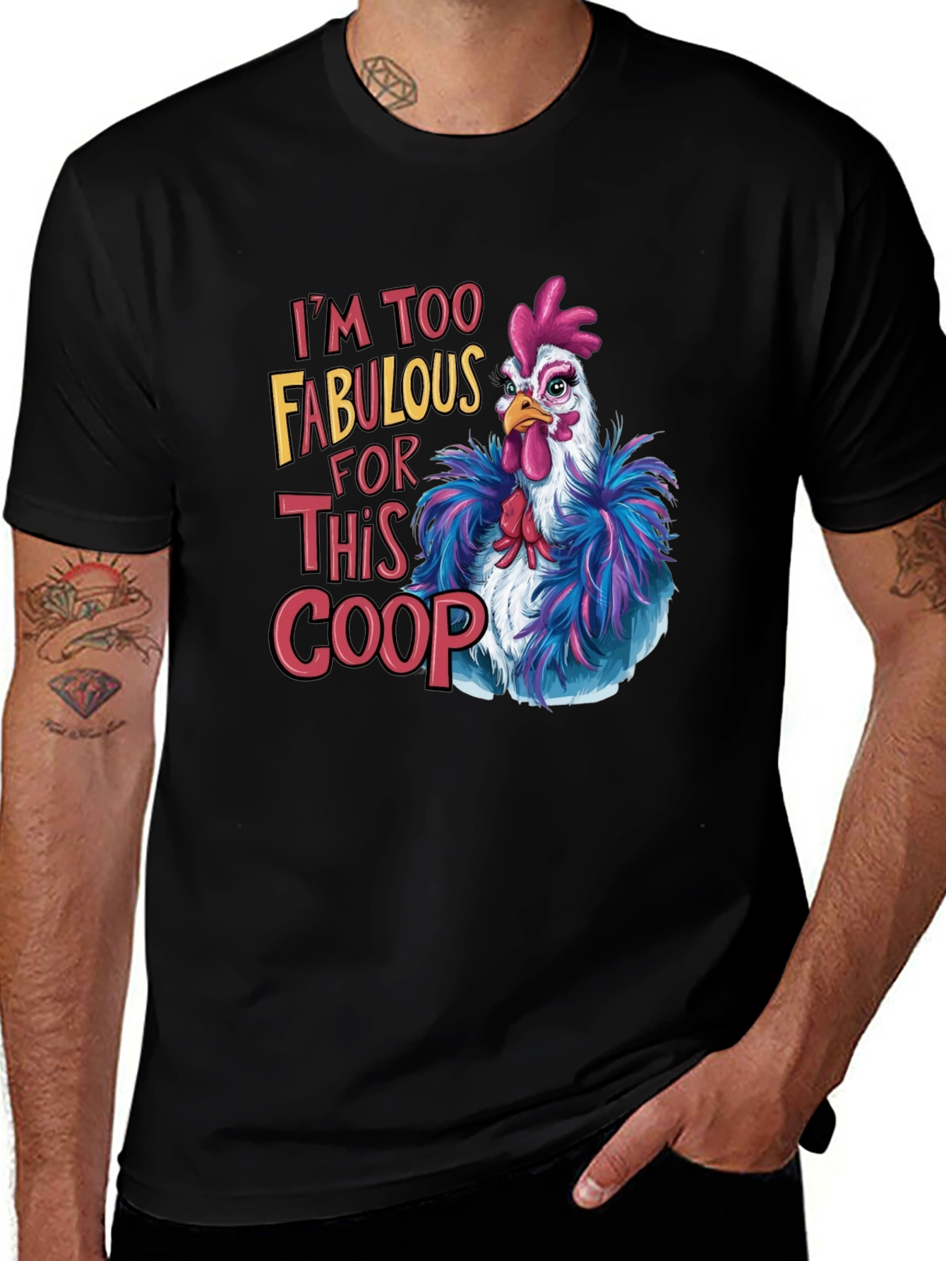 Black Fabulous Chicken T-Shirt - Funny Graphic Tee main image