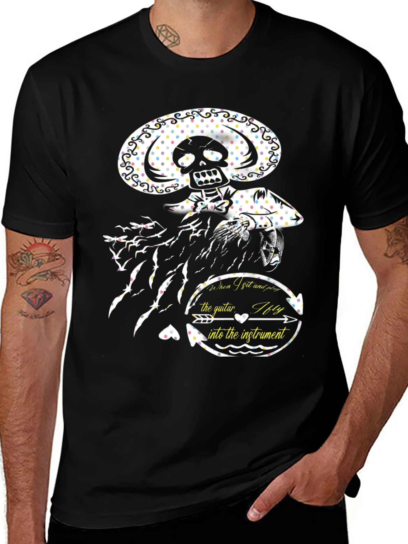 Variant 11 of Skeleton Mariachi Graphic T-Shirt - Unique Design