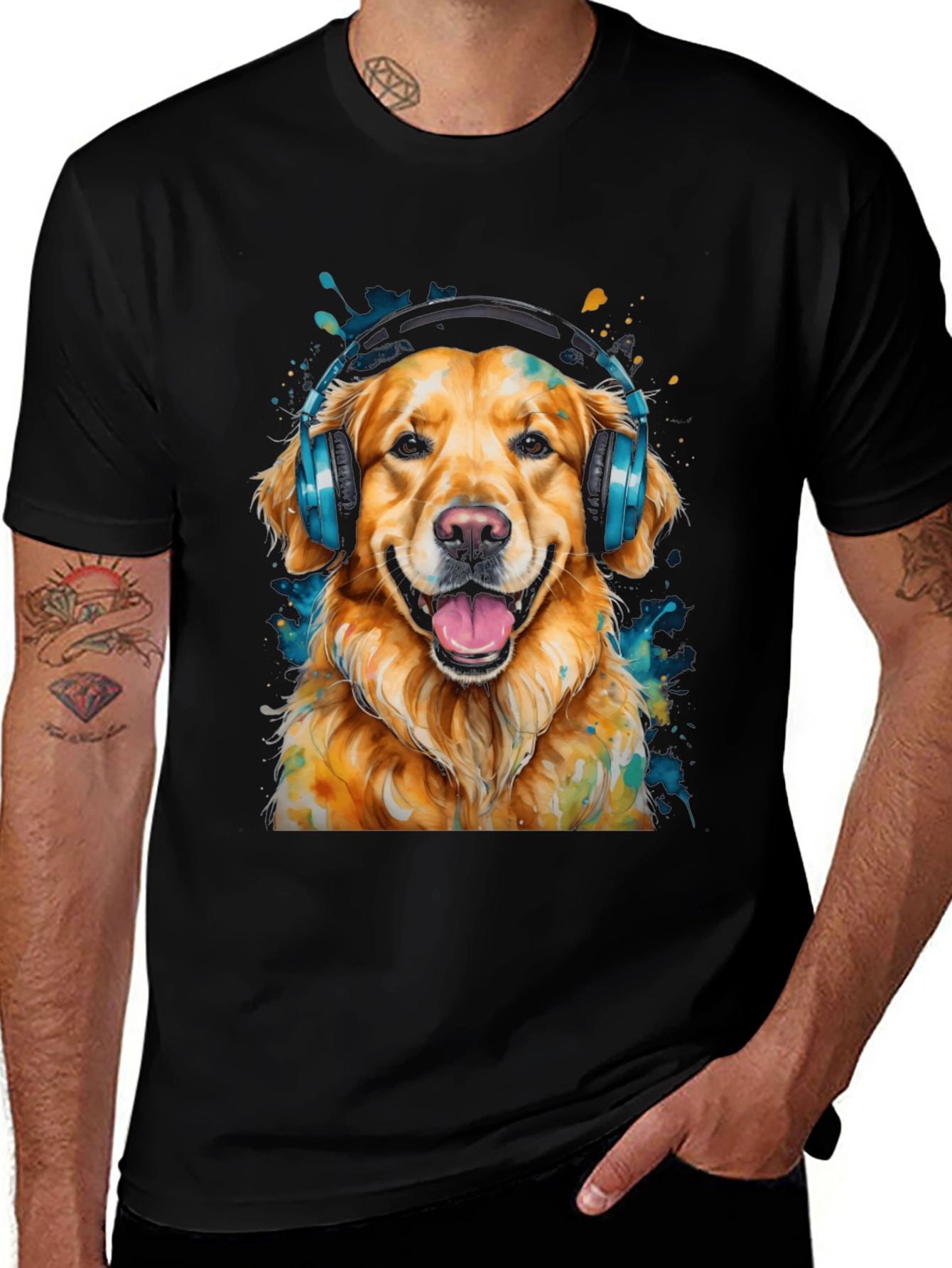 Variant 29 of Dog with Headphones Graphic T-Shirt