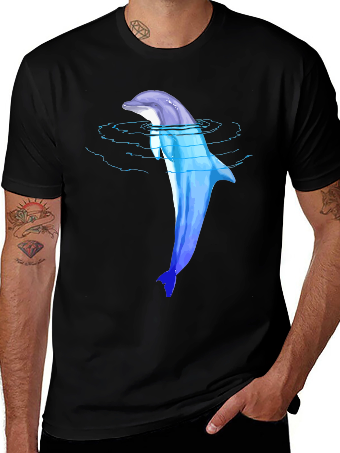 Variant 20 of Dolphin Graphic Print Crew Neck T-Shirt