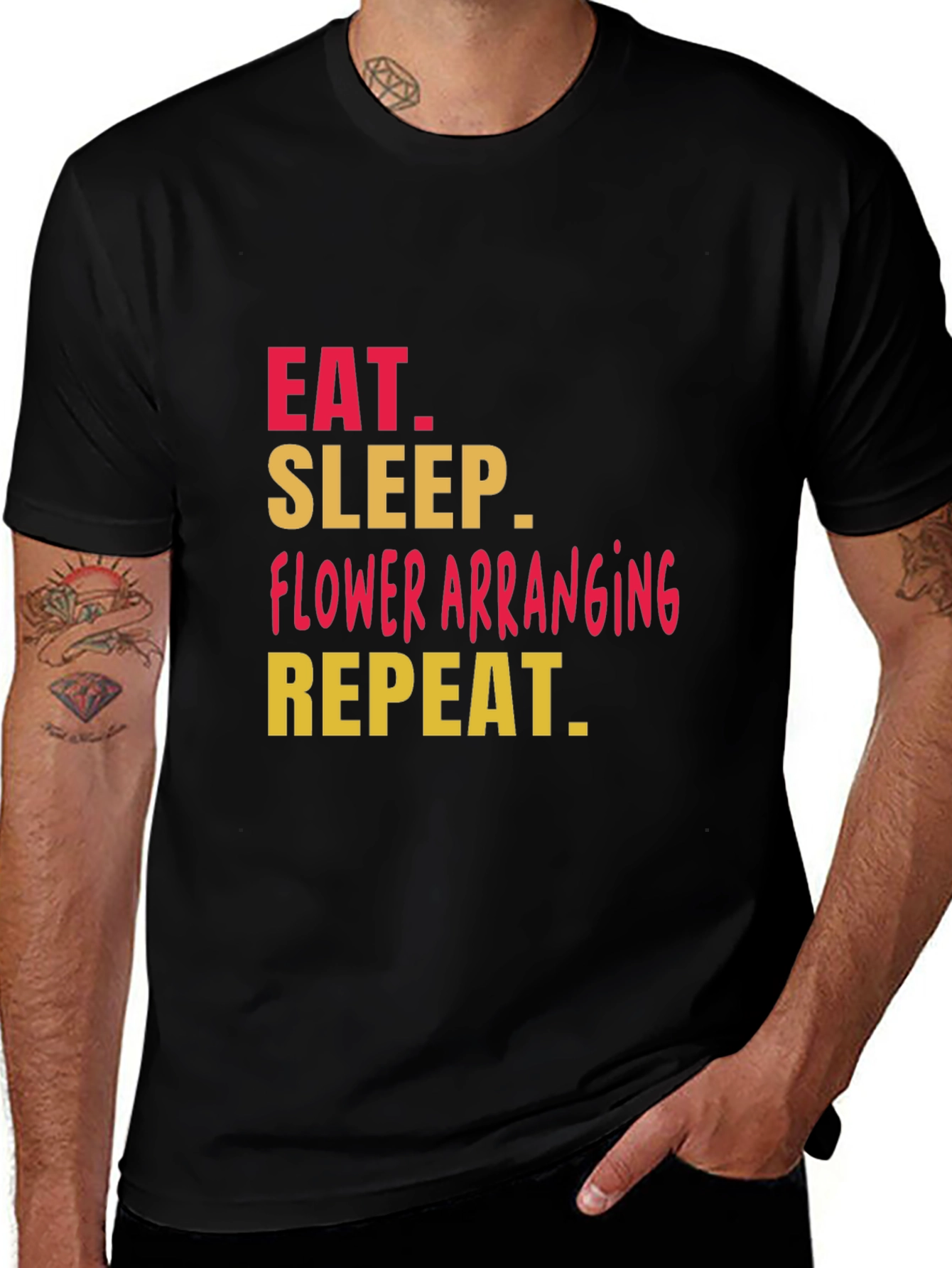 Black Eat Sleep Flower Arranging T-Shirt main image