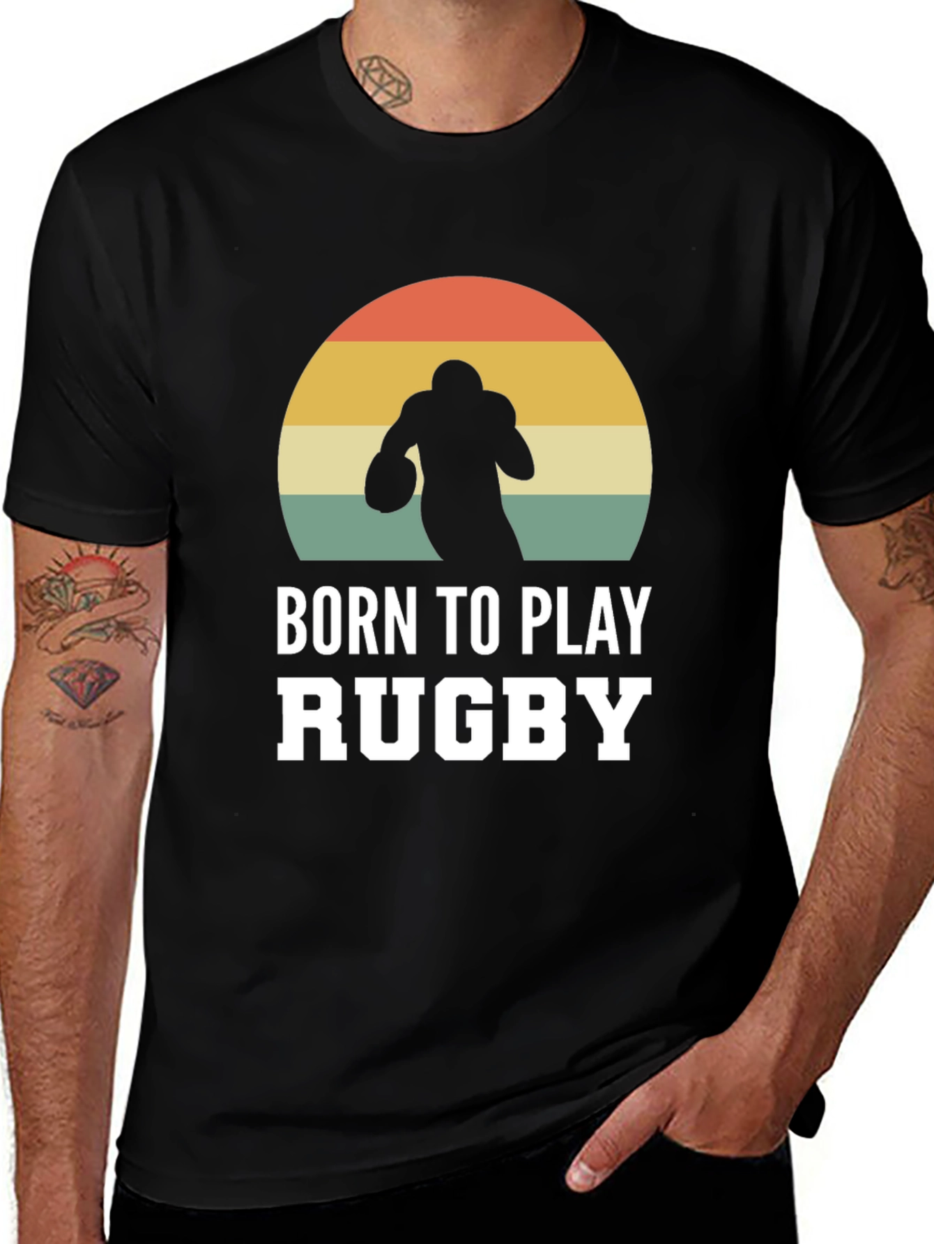 Variant 14 of Born to Play Rugby T-Shirt - Retro Style