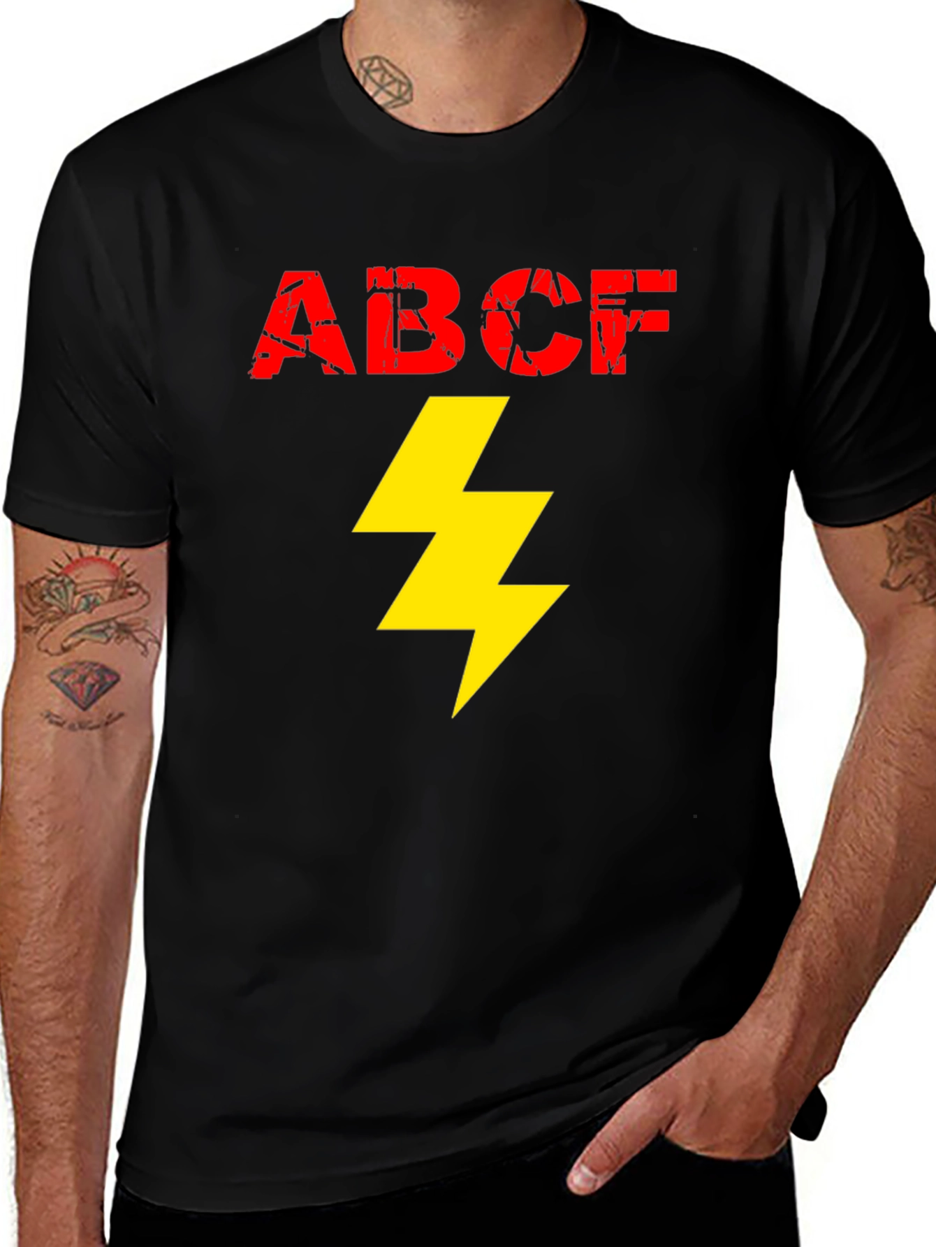 Variant 29 of ABCF Lightning Bolt Graphic Tee - Cool Men's Black T-Shirt