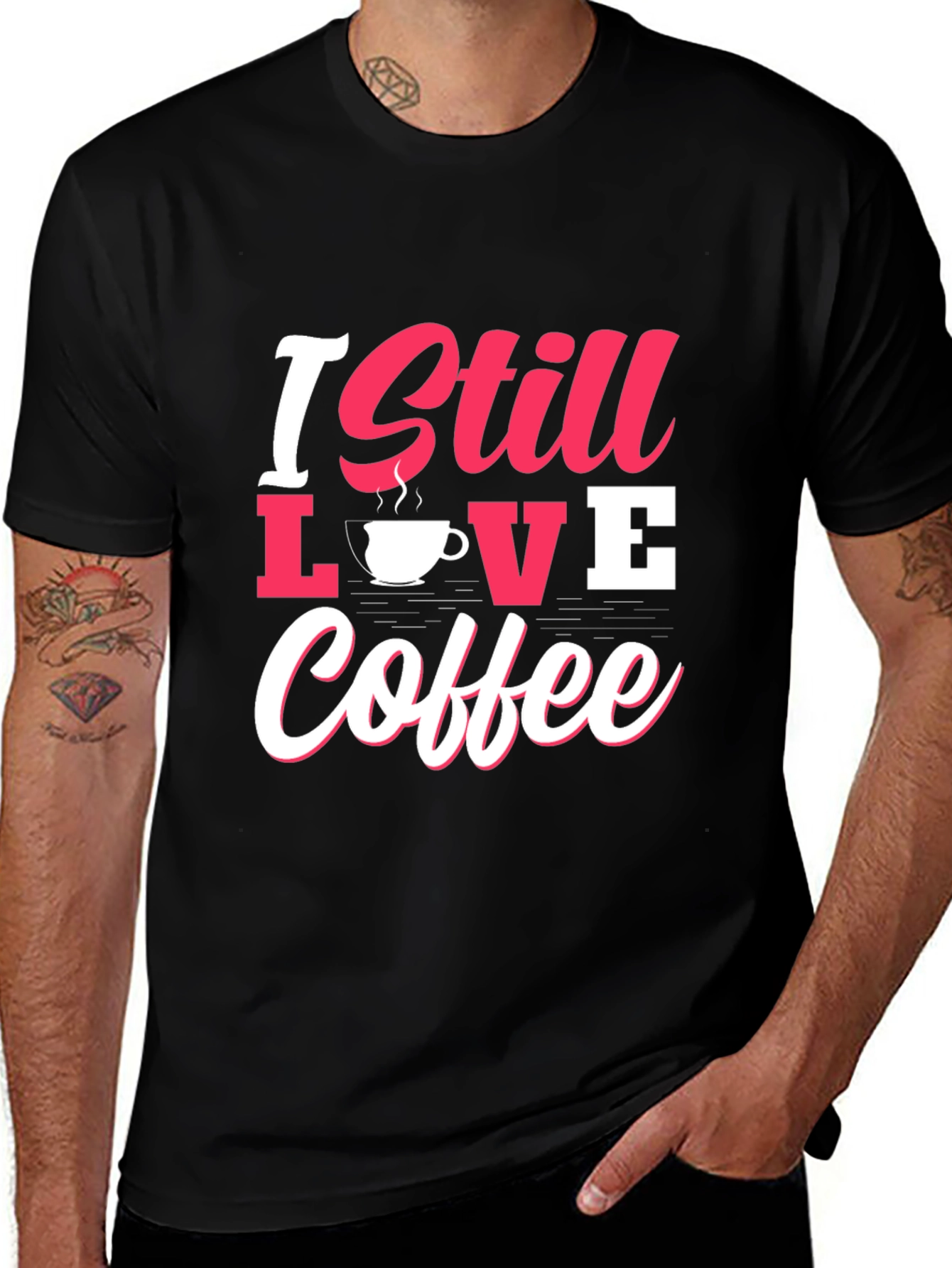 I Still Love Coffee Graphic Tee - Black