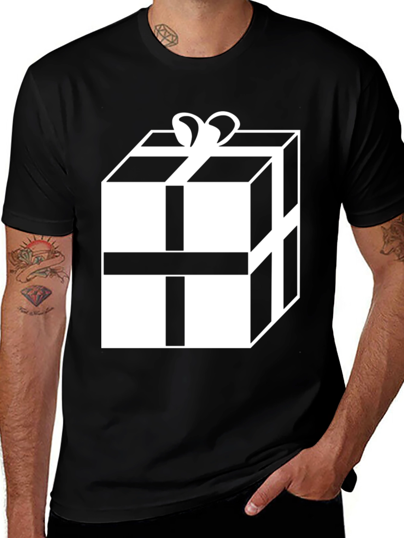 Gift Box Graphic Black T-Shirt