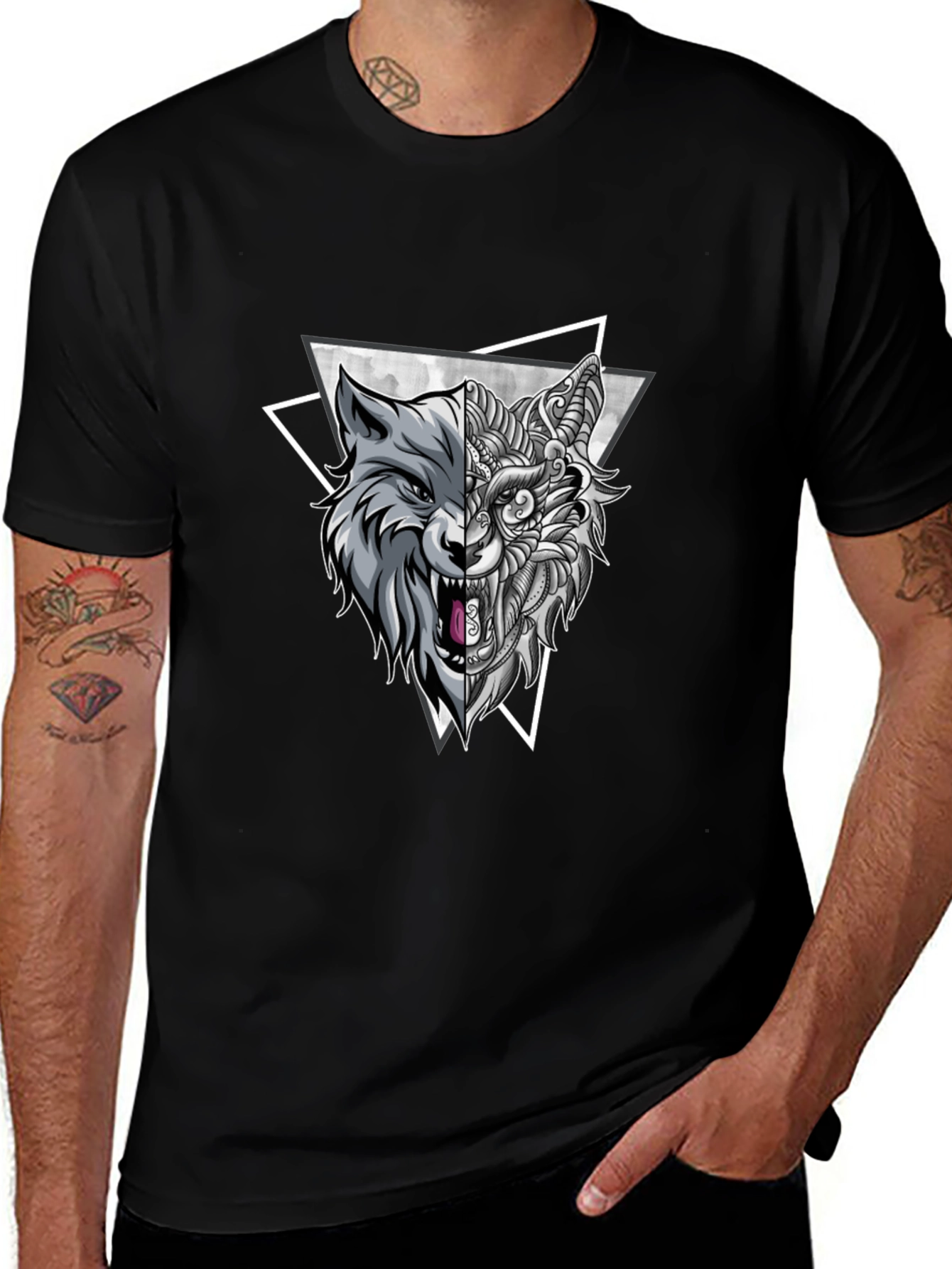 Variant 13 of Wolf Graphic Print Black T-Shirt