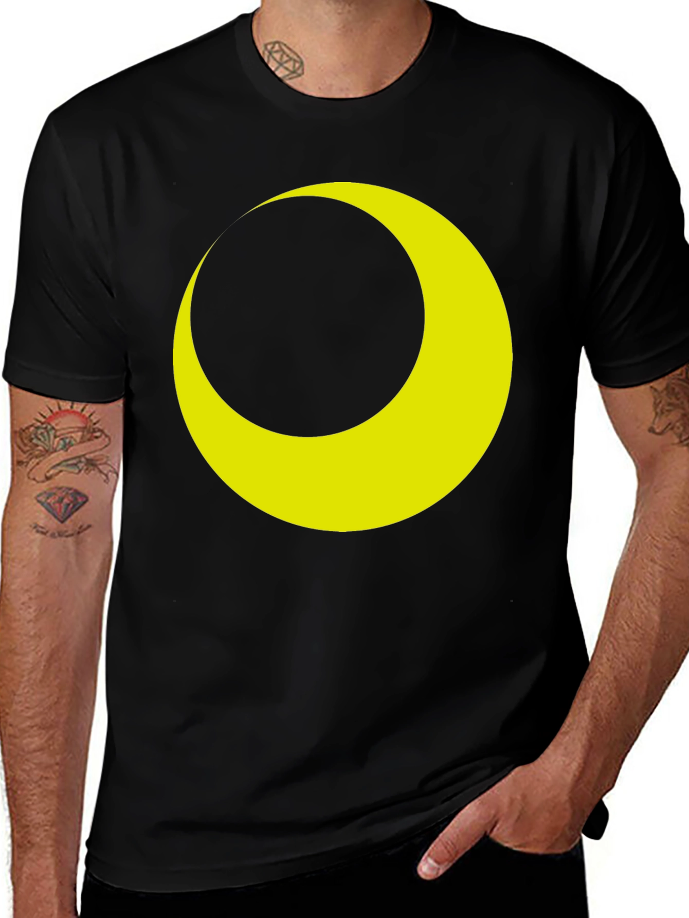 Variant 21 of Crescent Moon Graphic Tee - Stylish Black T-Shirt