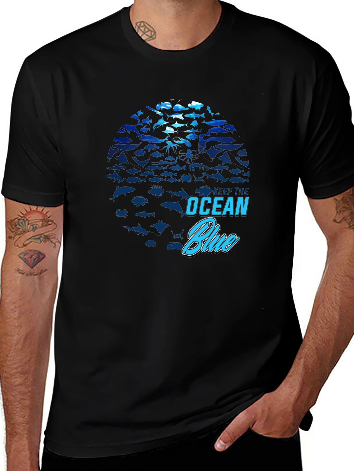 Variant 26 of Ocean Blue Graphic T-Shirt - Stylish Black Tee