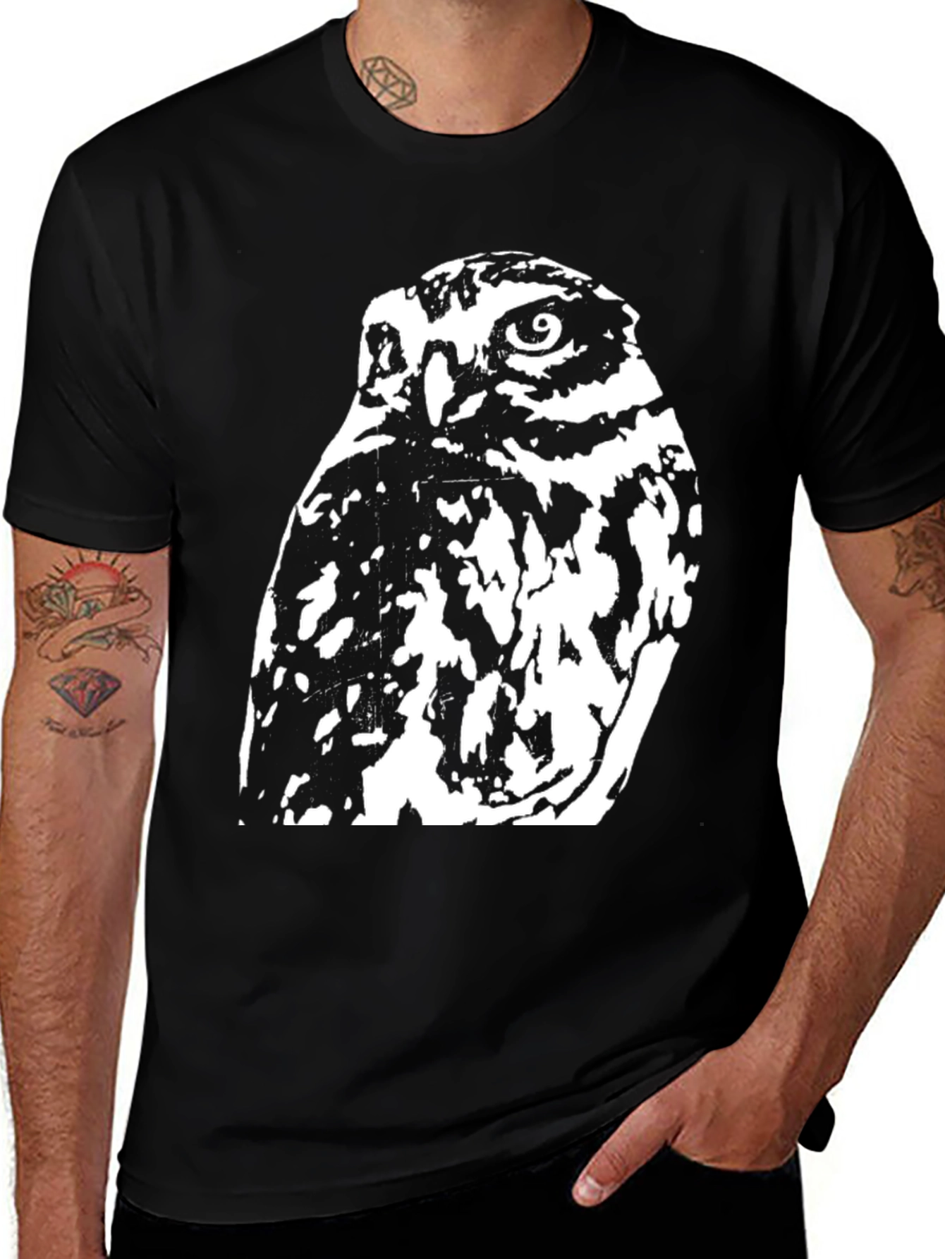 Variant 24 of Owl Graphic Tee - Black Cotton T-Shirt