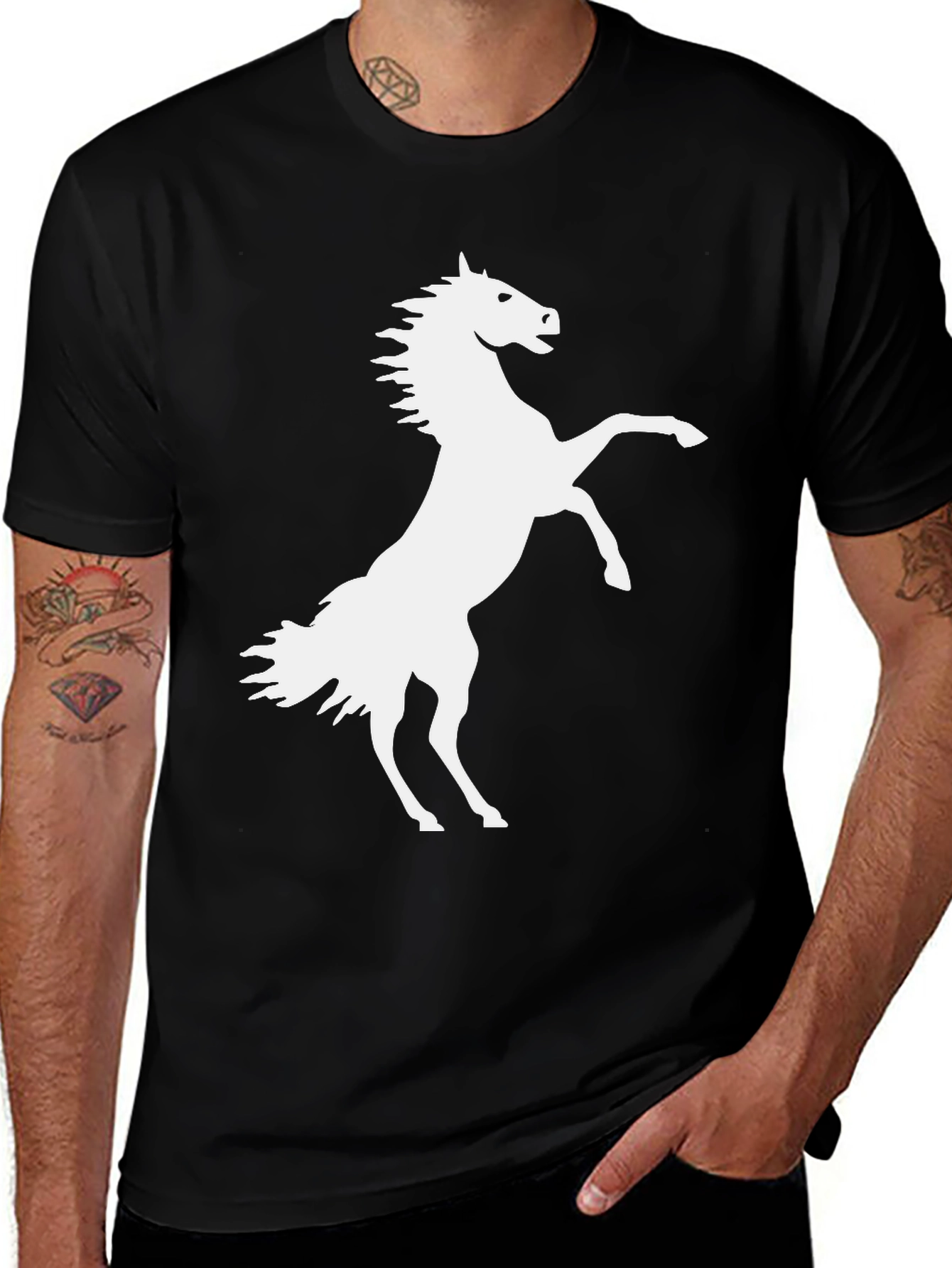 Variant 13 of Horse Graphic Tee - Stylish Men's Black T-Shirt