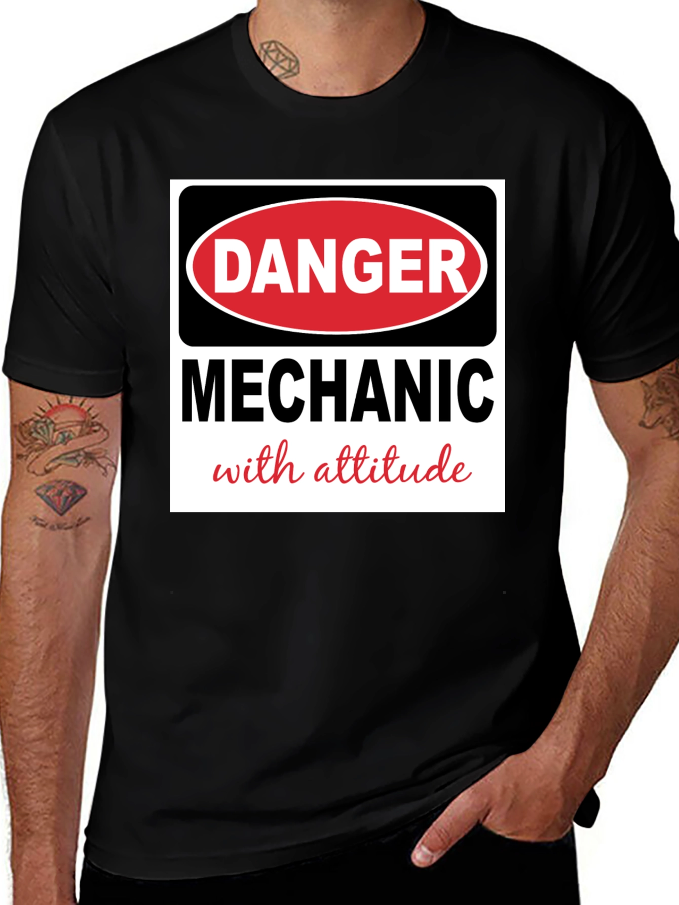 Danger Mechanic with Attitude Black T-Shirt