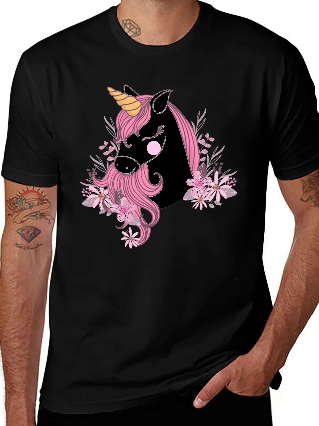 Variant 12 of Unicorn Graphic Tee - Men's Black T-Shirt
