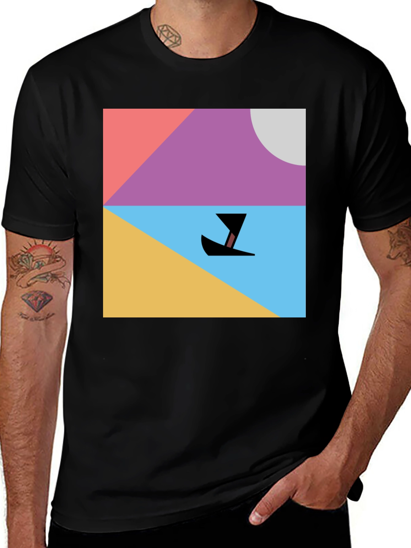 Variant 17 of Abstract Boat Graphic Tee - Minimalist Design