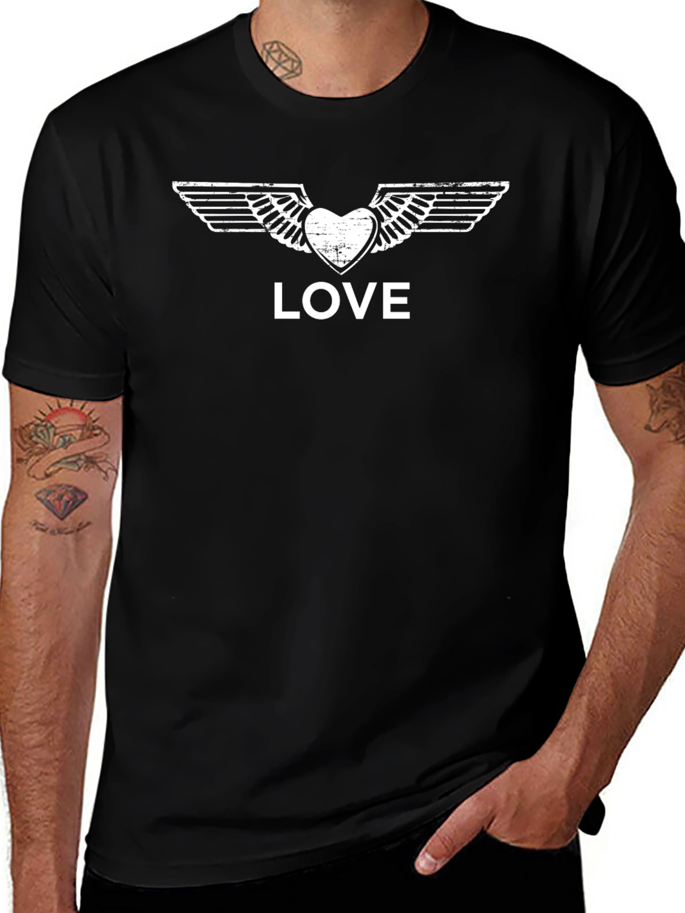 Variant 22 of Love Wings Graphic T-Shirt - Stylish Black Tee