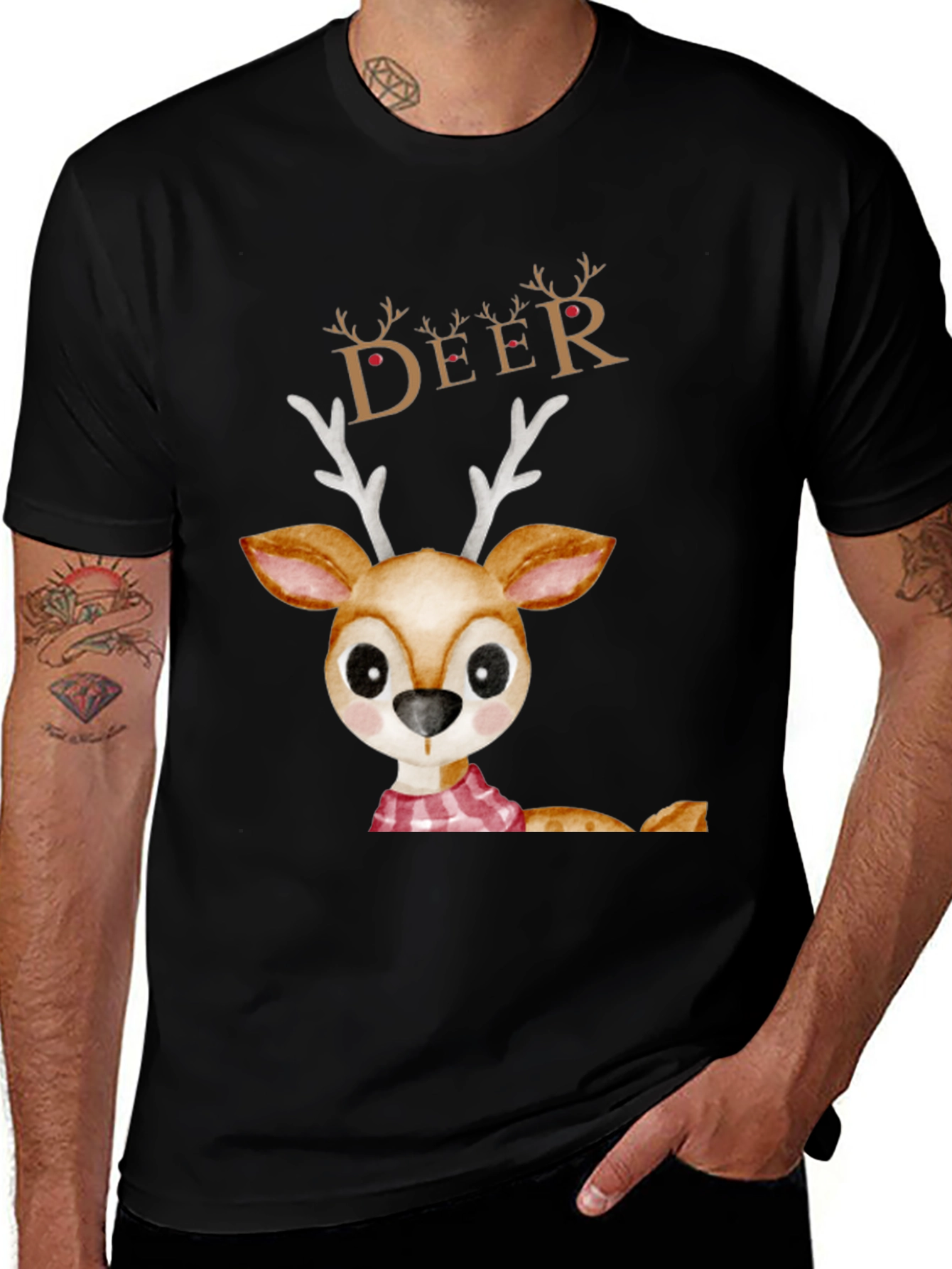 Variant 10 of Cute Deer Graphic Tee - Christmas Holiday Shirt