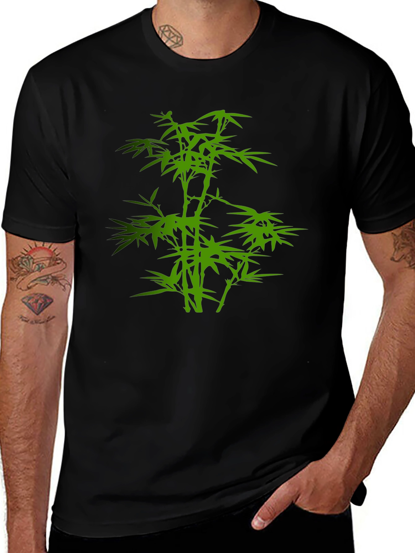 Variant 21 of Bamboo Graphic Black T-Shirt