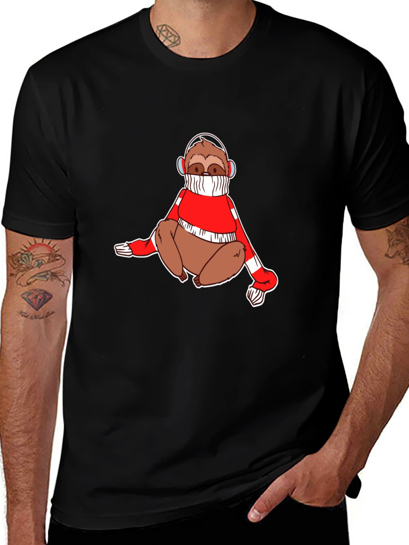 Variant 10 of Sloth in Sweater Black T-Shirt
