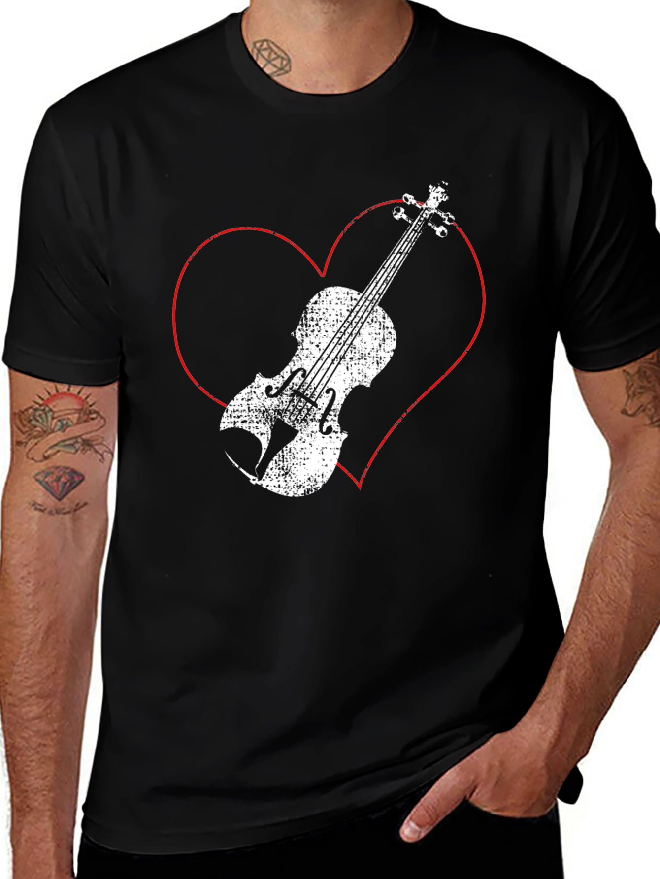 Heart Violin Graphic Tee - Music Lover Shirt