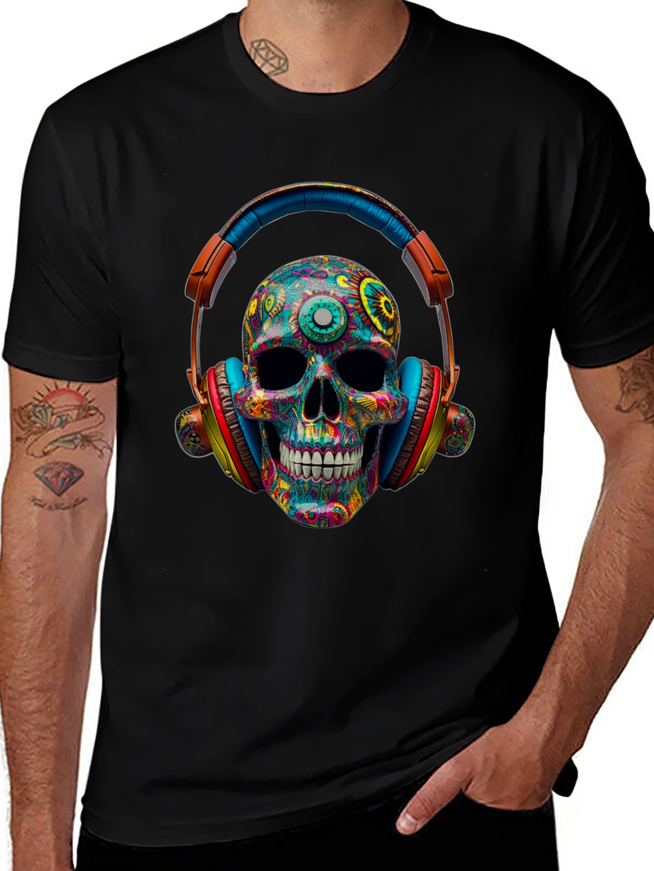 Variant 28 of Skull Headphones Graphic Tee