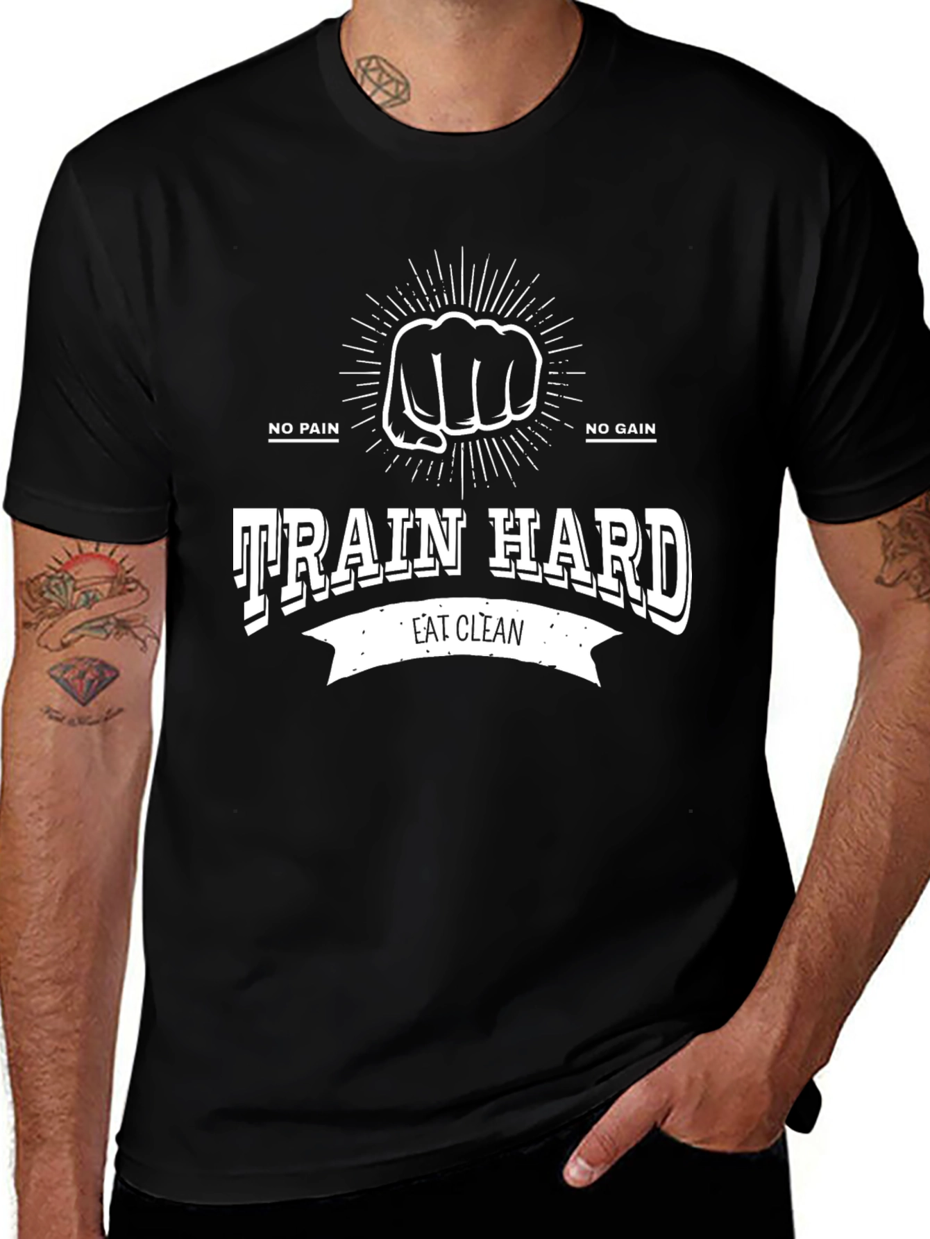 Variant 7 of Train Hard T-Shirt: No Pain, No Gain, Eat Clean