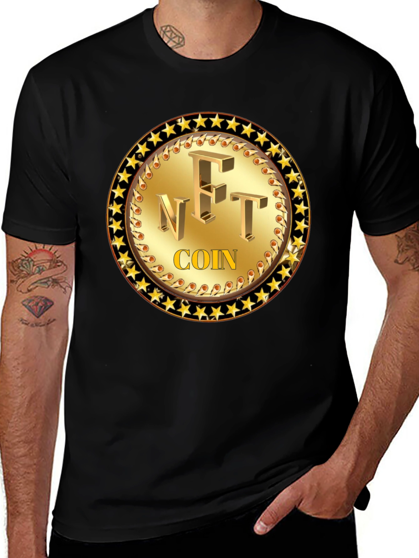 NFT Coin Graphic Tee - Golden Collectible Design
