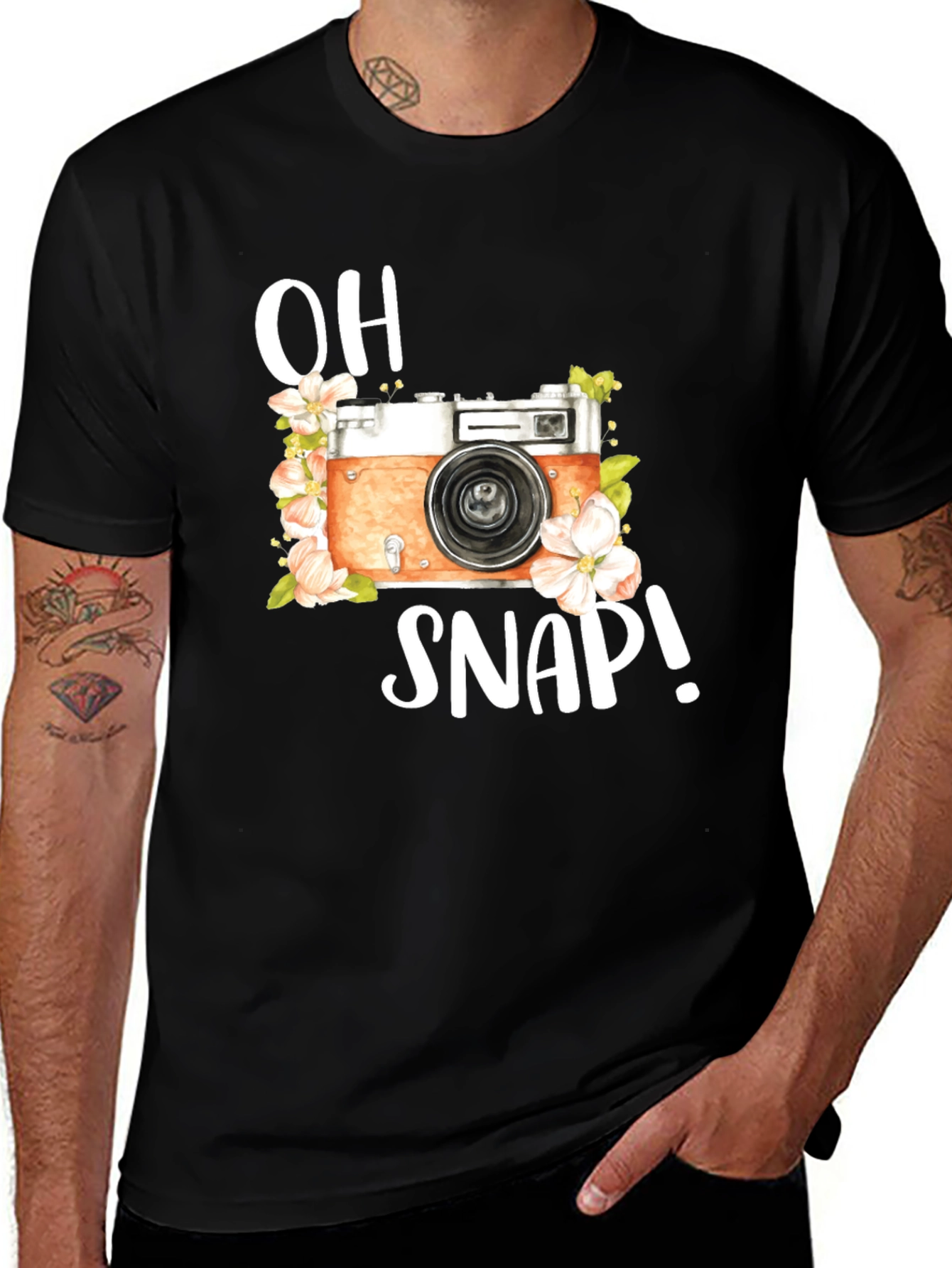 Black Retro Camera Graphic T-Shirt - Oh Snap! main image