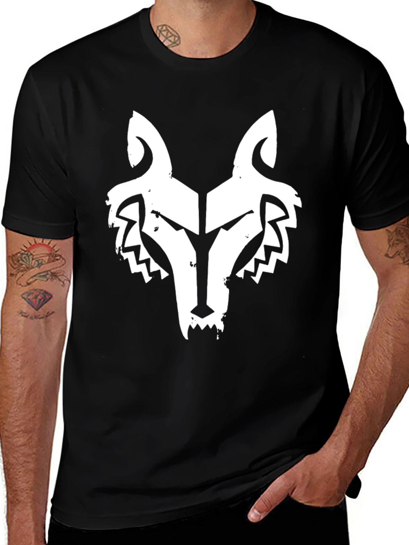 Variant 15 of Wolf Graphic Black T-Shirt - Trendy Streetwear