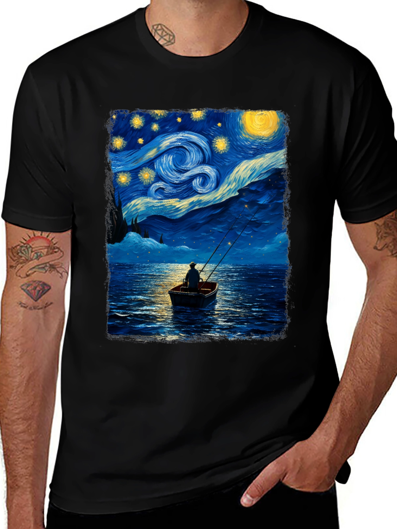 Variant 21 of Starry Night Fishing T-Shirt