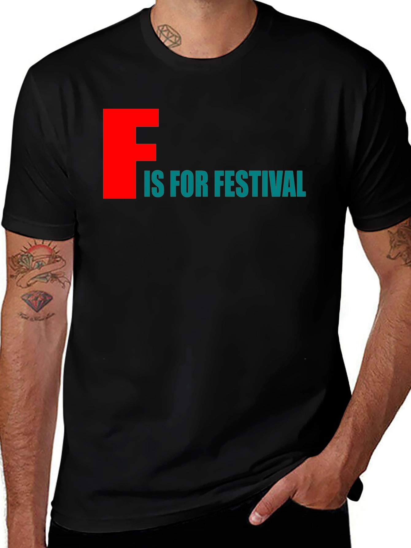 F is For Festival Graphic Tee - Stylish Crew Neck T-Shirt